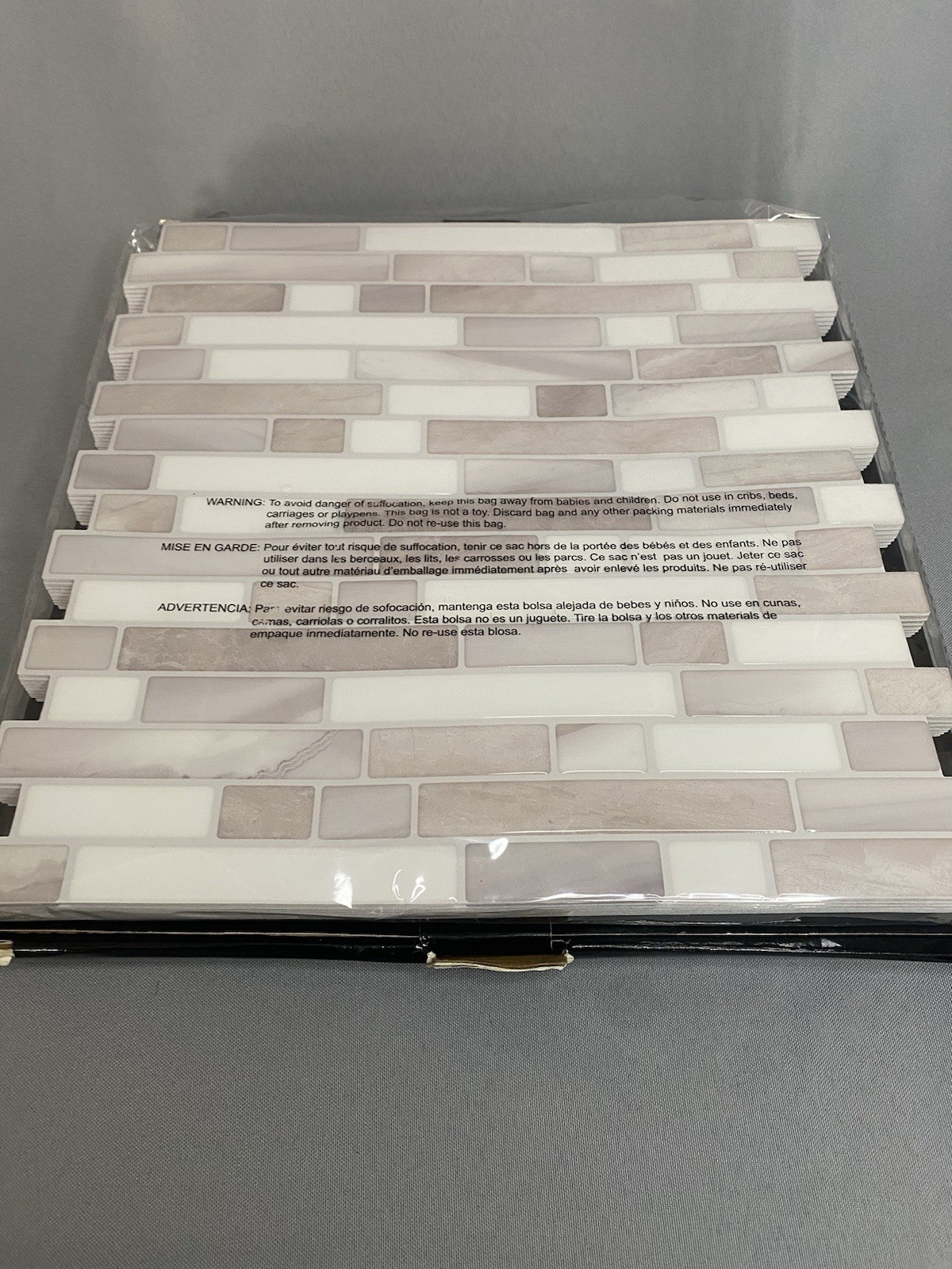 STICKGOO Thicker Design Peel & Stick Tile Backsplash 12”x12” 10 Count Beige/Whit