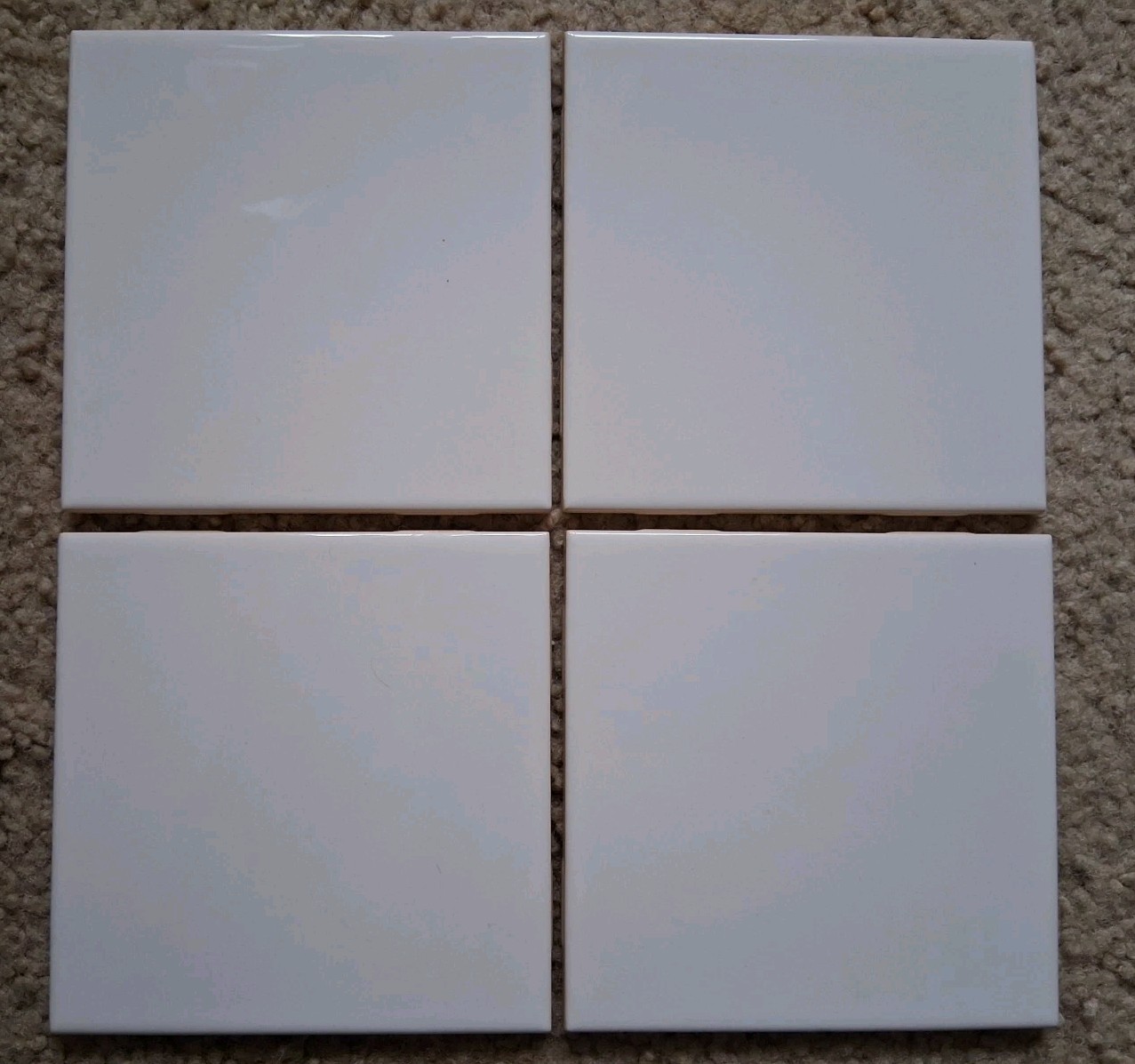 Lot of 4 Vintage MARIWASA Ceramic Glazed TILES – 4.25″ × 4.25″ – White #105 -NOS
