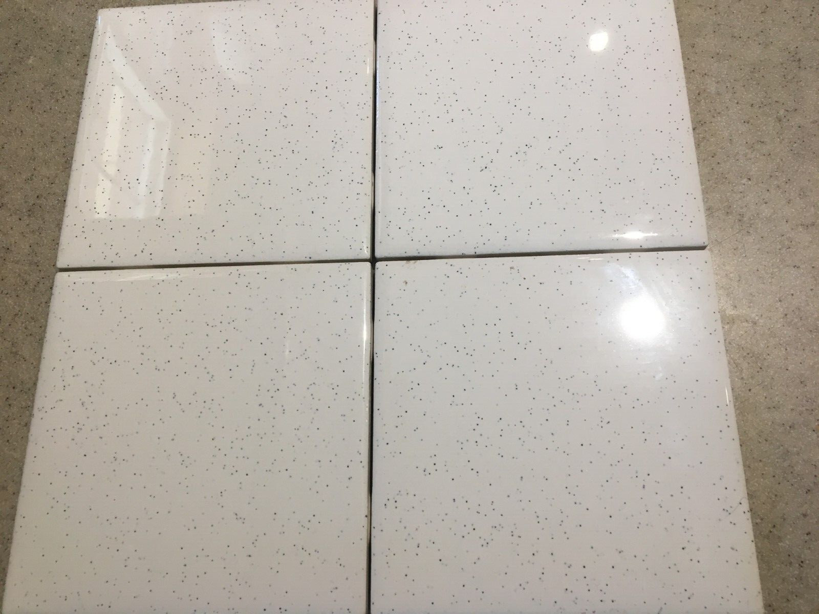 American Olean / Dal Tile 4 1/4″ Ceramic Tile White w/ Black Speckled Speckles