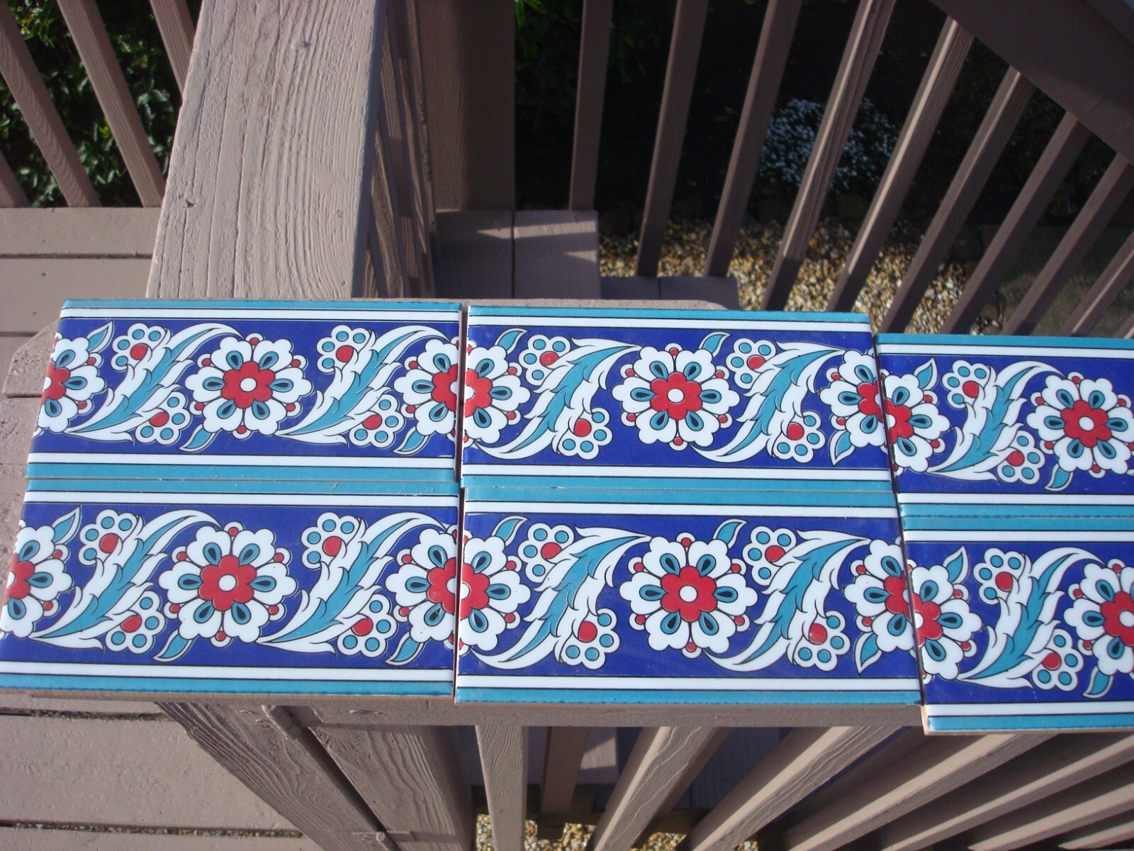 FLOWER BORDER TILES ACCENT TRIM TILES LOT OF 6 – 3.75″ x 7.75″