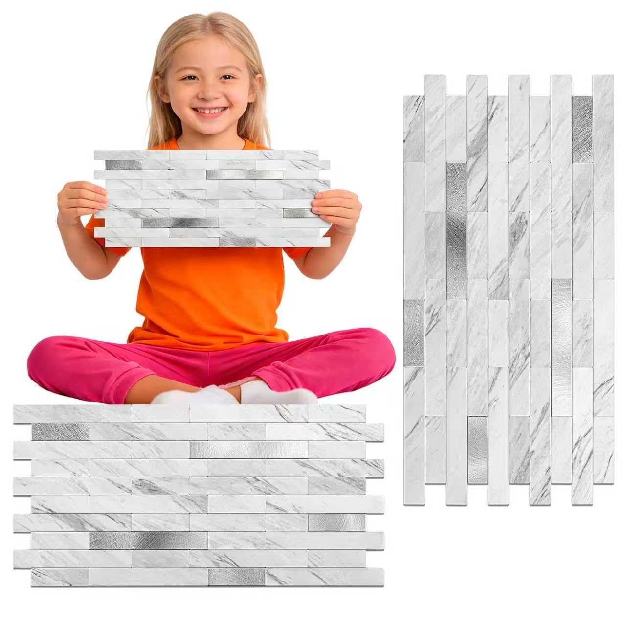 Peel and Stick Backsplash Tile Waterproof Removable PVC Wall Sticker 3D Faux …