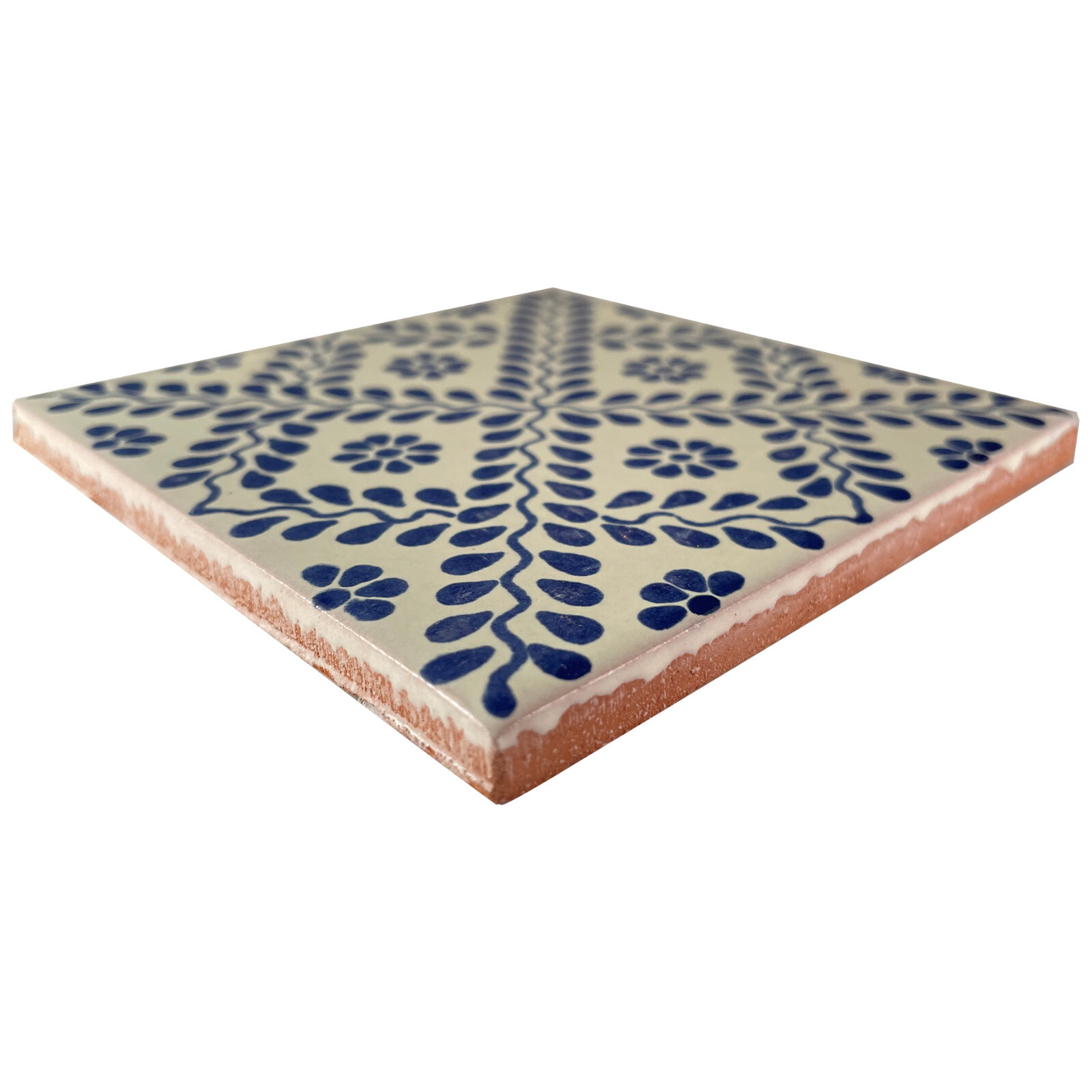 4.2×4.2 9 pcs Meshed Blue Mexican Clay Tile Handmade Talavera Backsplash Mosaic