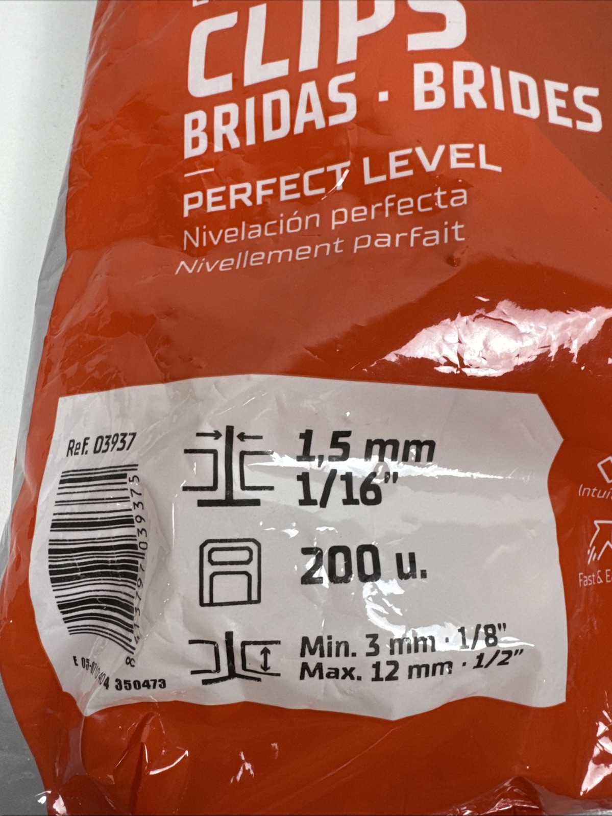 Rubi Delta Level System Clips 1.5mm 1/16” 200 Count Bag of 200 Brand New Sealed