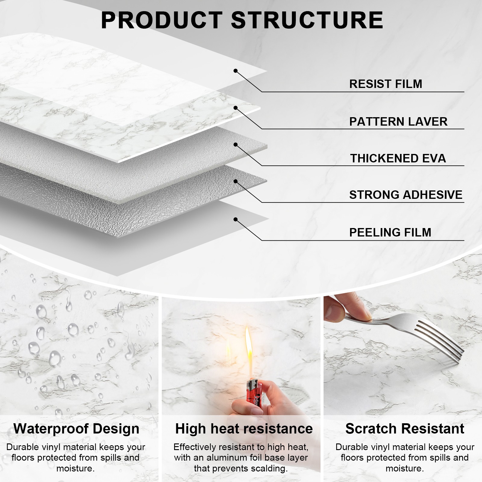 50/100Pcs Marble Wall Tile PVC Foam Panels Waterproof DIY Home Decor Sticker 12″