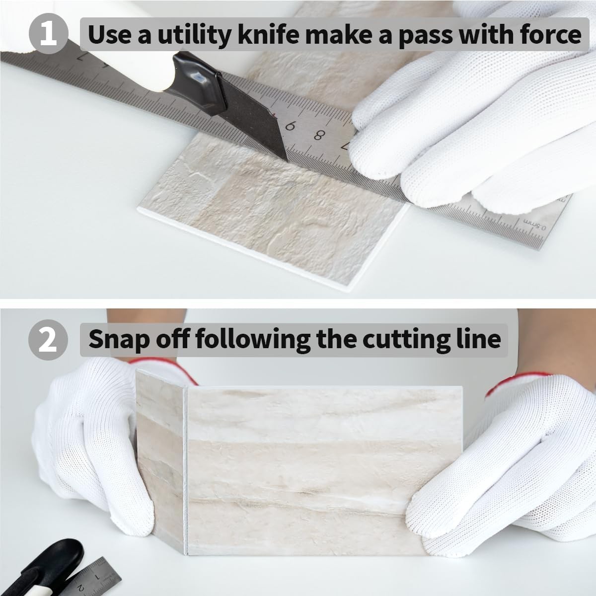 4-Piece Beige Slate Peel and Stick Backsplash Wall Tiles, 3″ x 6″ PVC Faux St…
