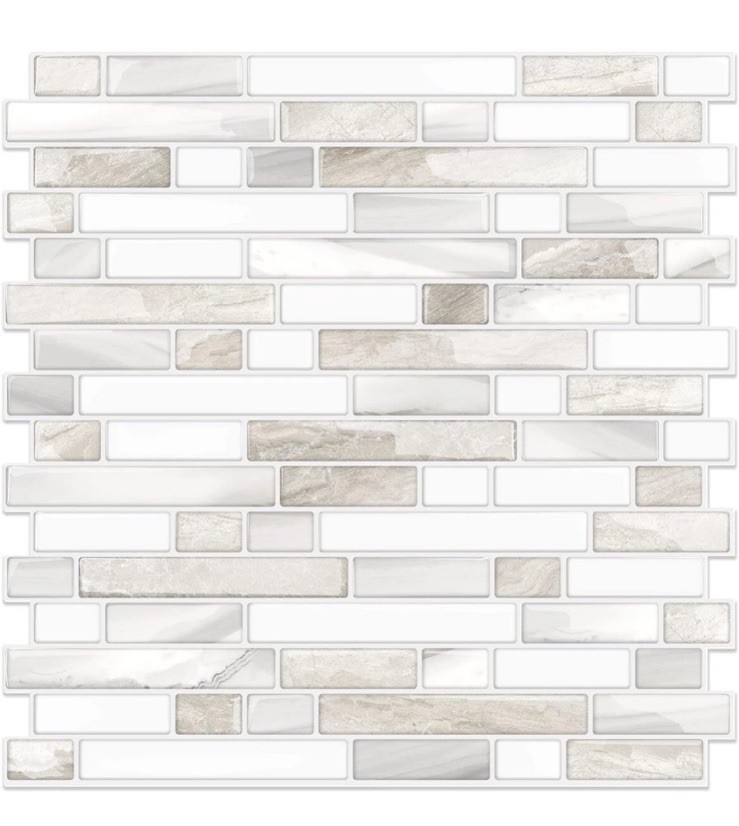 STICKGOO Thicker Design Peel & Stick Tile Backsplash 12”x12” 10 Count Beige/Whit