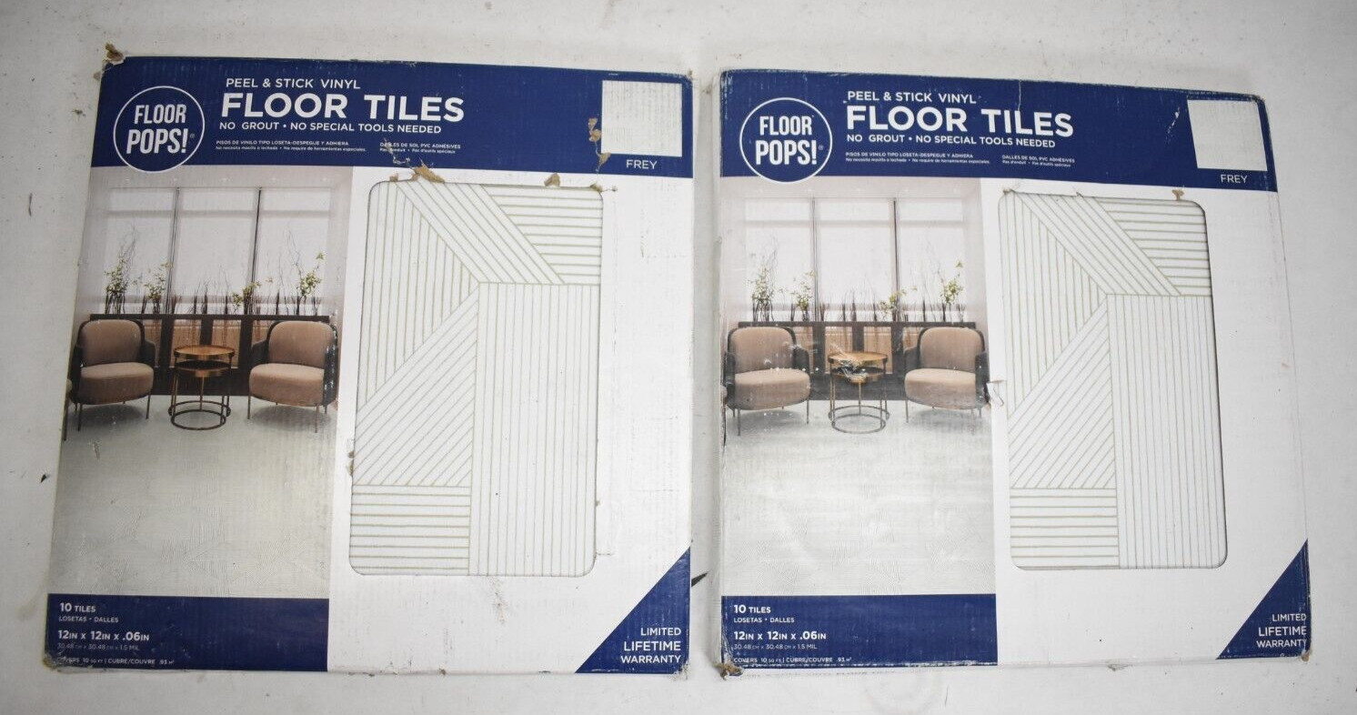 Lot of 20 Tiles Floor Pops Neutral Grey Peel & Stick Floor Tiles 12″ x 12″