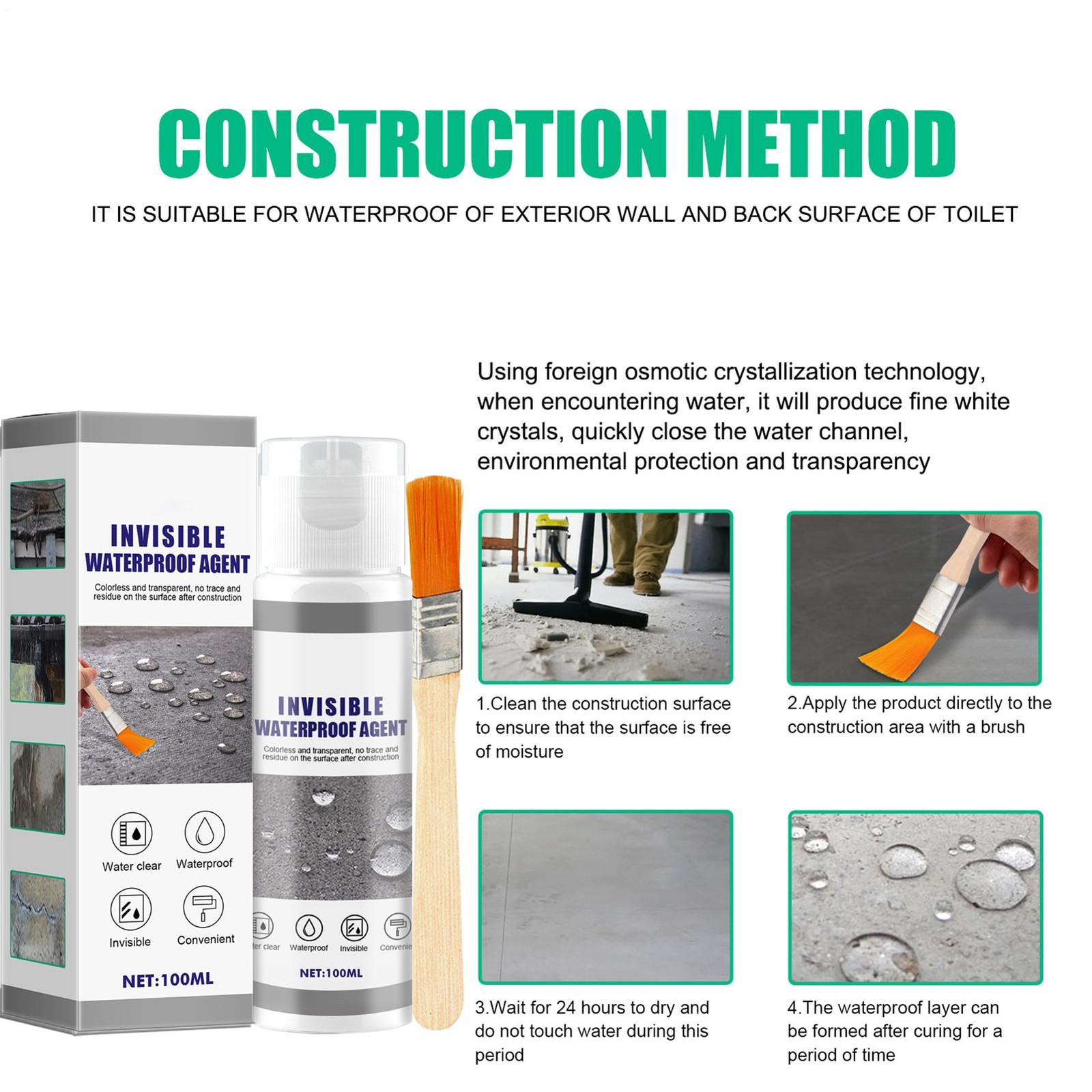 Invisible Waterproof Sealant Agent, Transparent Waterproof Coating Agent 100ml