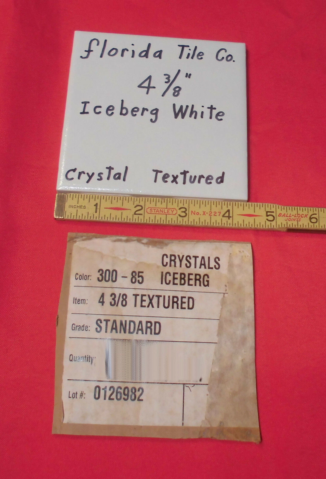 1 pc. *Iceberg White* 4-3/8″ Crystal Glazed Ceramic Tile by Florida Co. NEW