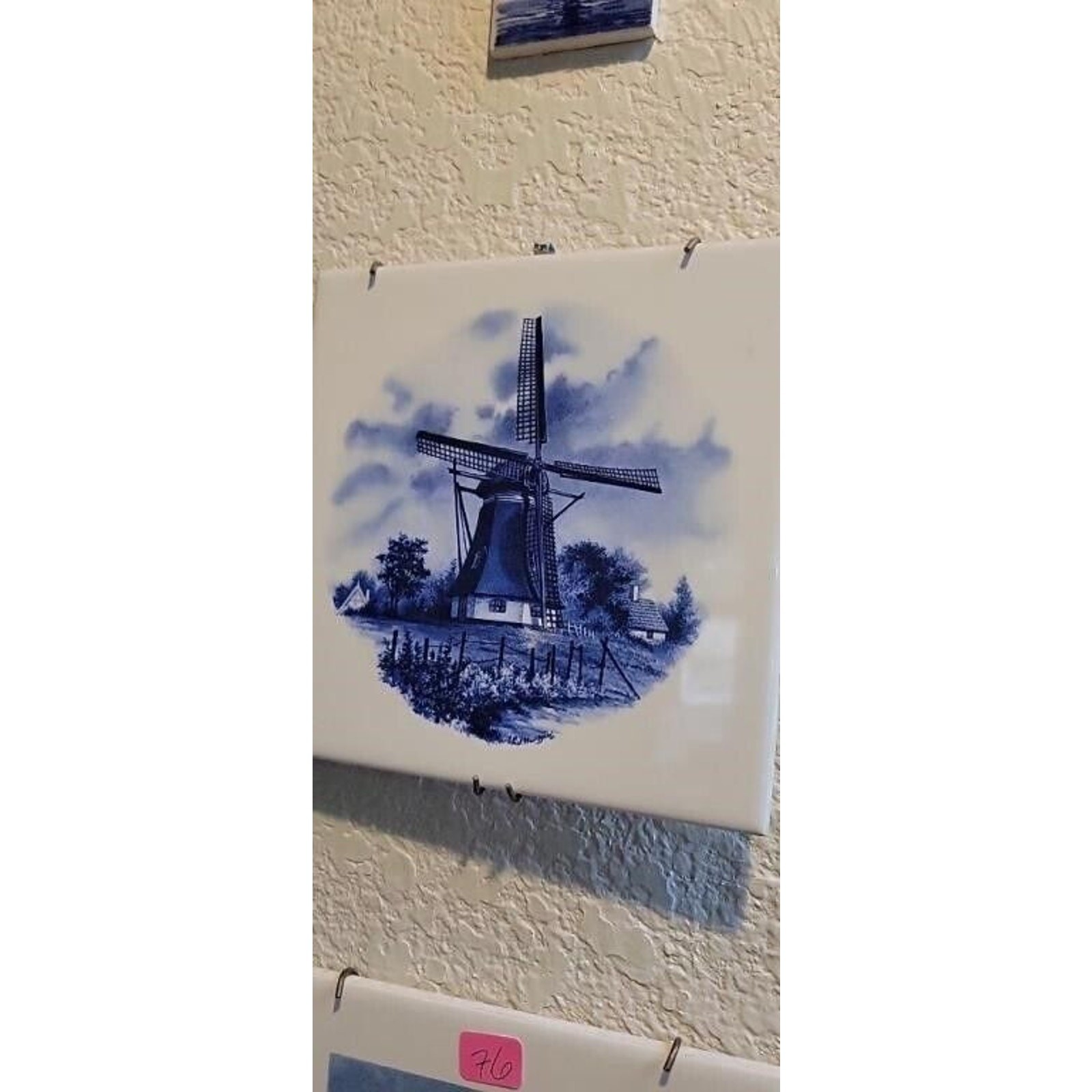 Delft Nautical Sailboat Windmill Holland Germany Set of 4 Ceramic Tiles Dishes
