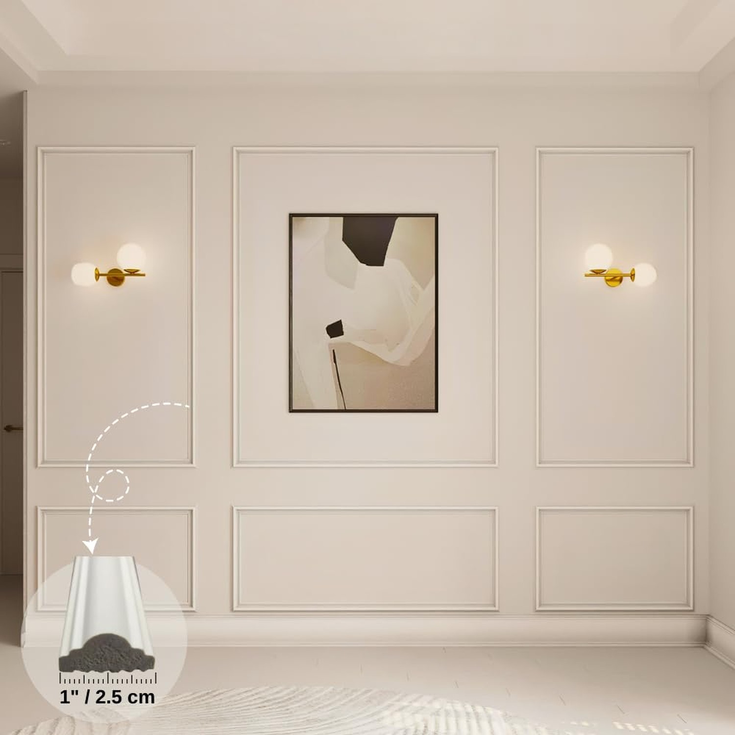 Peel and Stick Wall Molding Package Ready to Assemble, Pre-Cut Factory Primed…