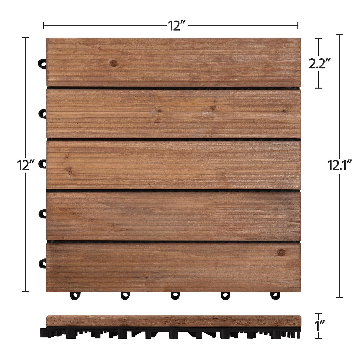 Yaheetech 27PCS Interlocking Deck Tiles Outdoor Patio Floor, Brown | Acacia Wood