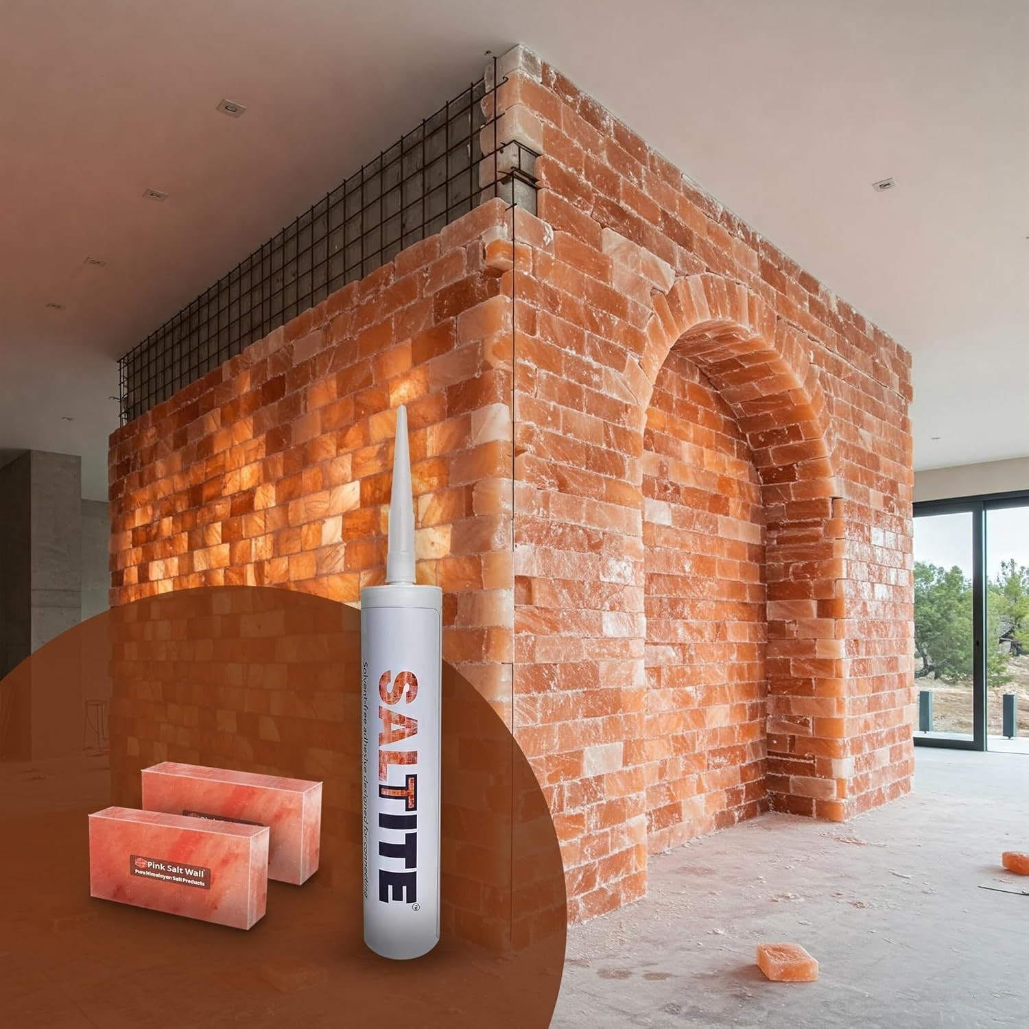 Himalayan Salt Tiles 8x4x1 for Sauna Wall – Pink, Multi-Pack + Free Salt Glue