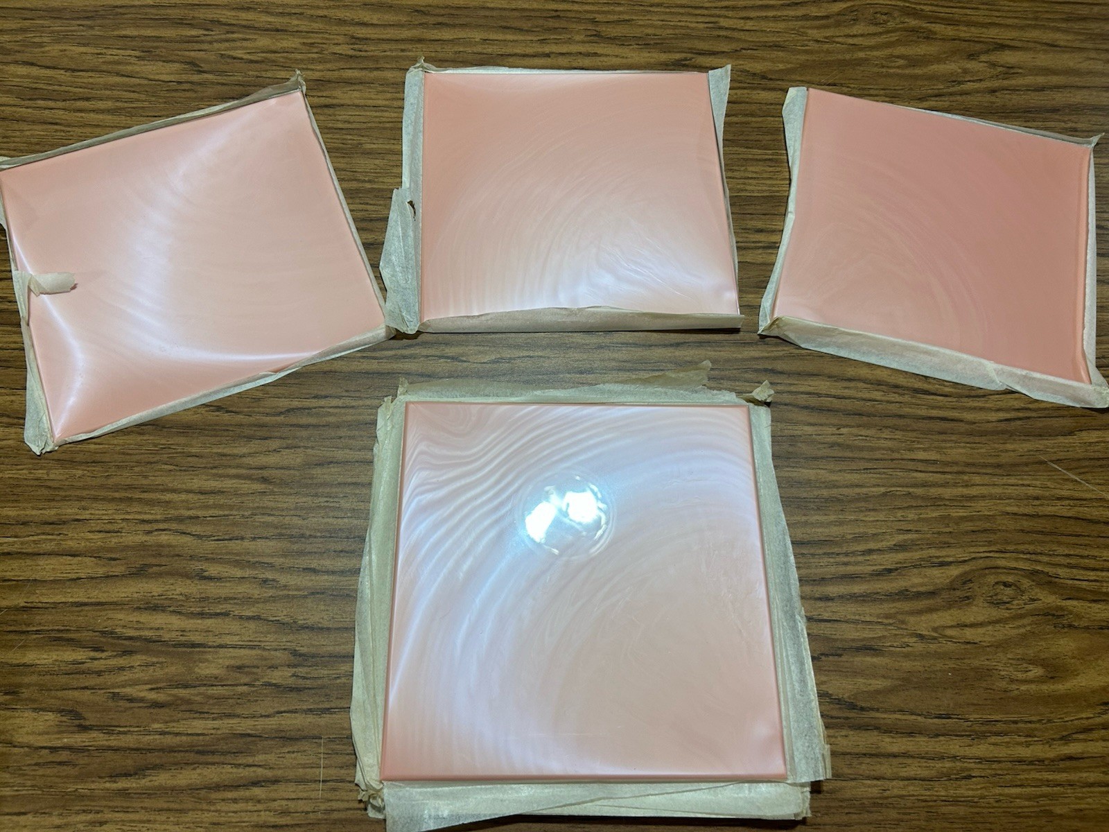12 PC. Vintage TILECREST 8 1/2 inch square plastic tiles. NOS 60’s MCM FLAMINGO