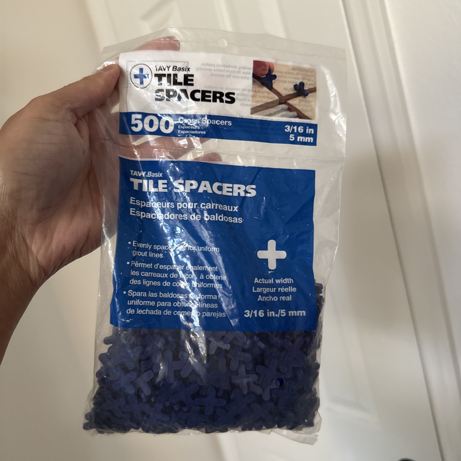TAVY Basix 500-Pack 3/16″/ 5mm Blue Cross Plastic Tile Spacer NEW! FAST SHIP!