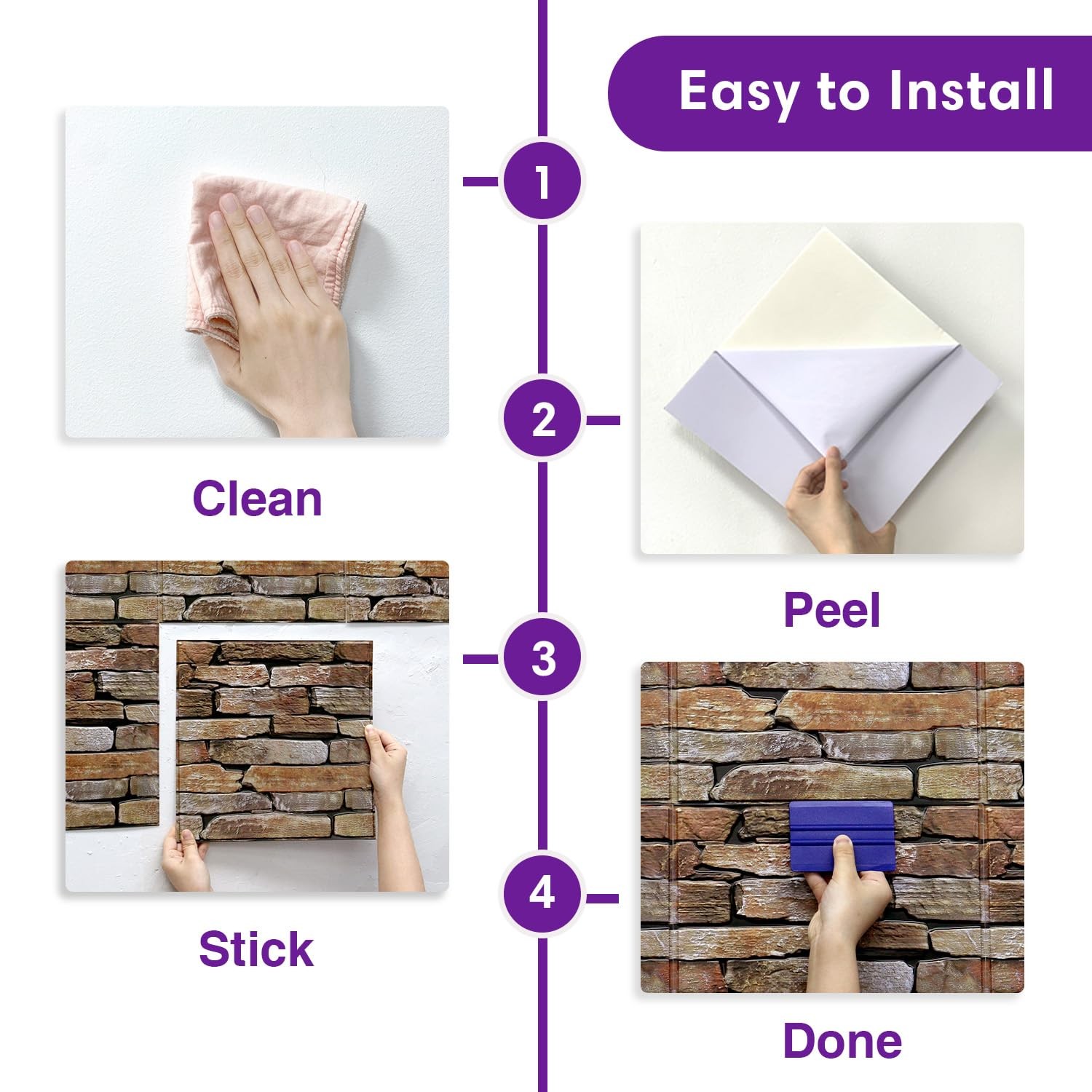 3D Faux Stone Wall Panels Peel and Stick, 10 Pcs 11.8″ x 11.8″, Stone-Look Te…