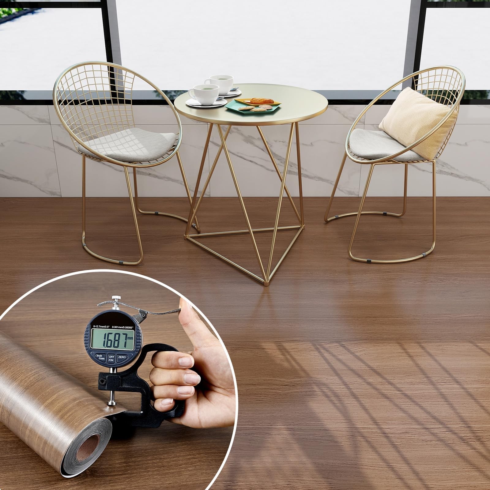 Wood Grain Vinyl Flooring Roll Thicken Peel and Stick Floor Tiles Self-Adhesi…