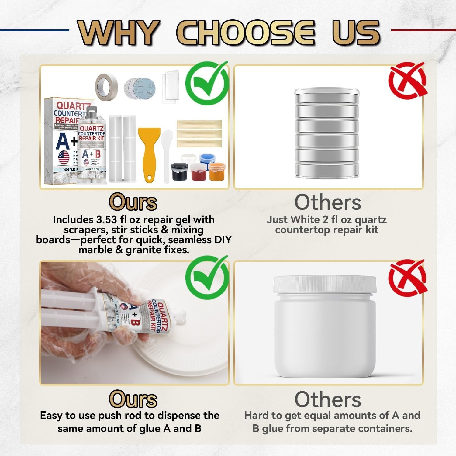 Quartz Countertop Repair Kit, Granite Repair Kit, Strong Bond, Seamless Fix, …