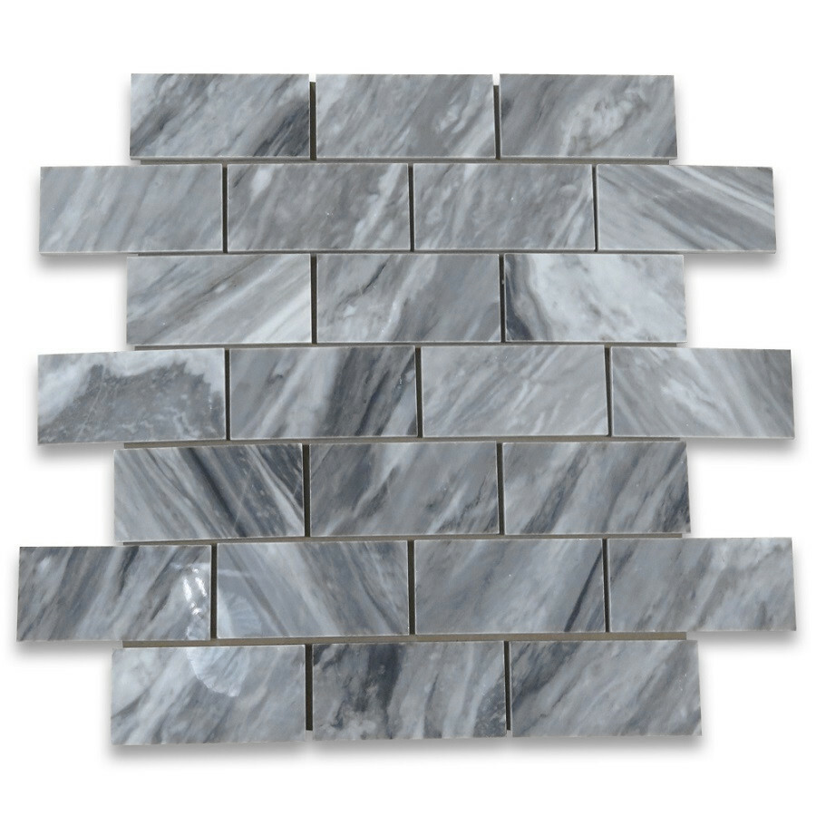 K41P Bardiglio Gray Dark Grey Marble 3×6 Subway Tile Polished