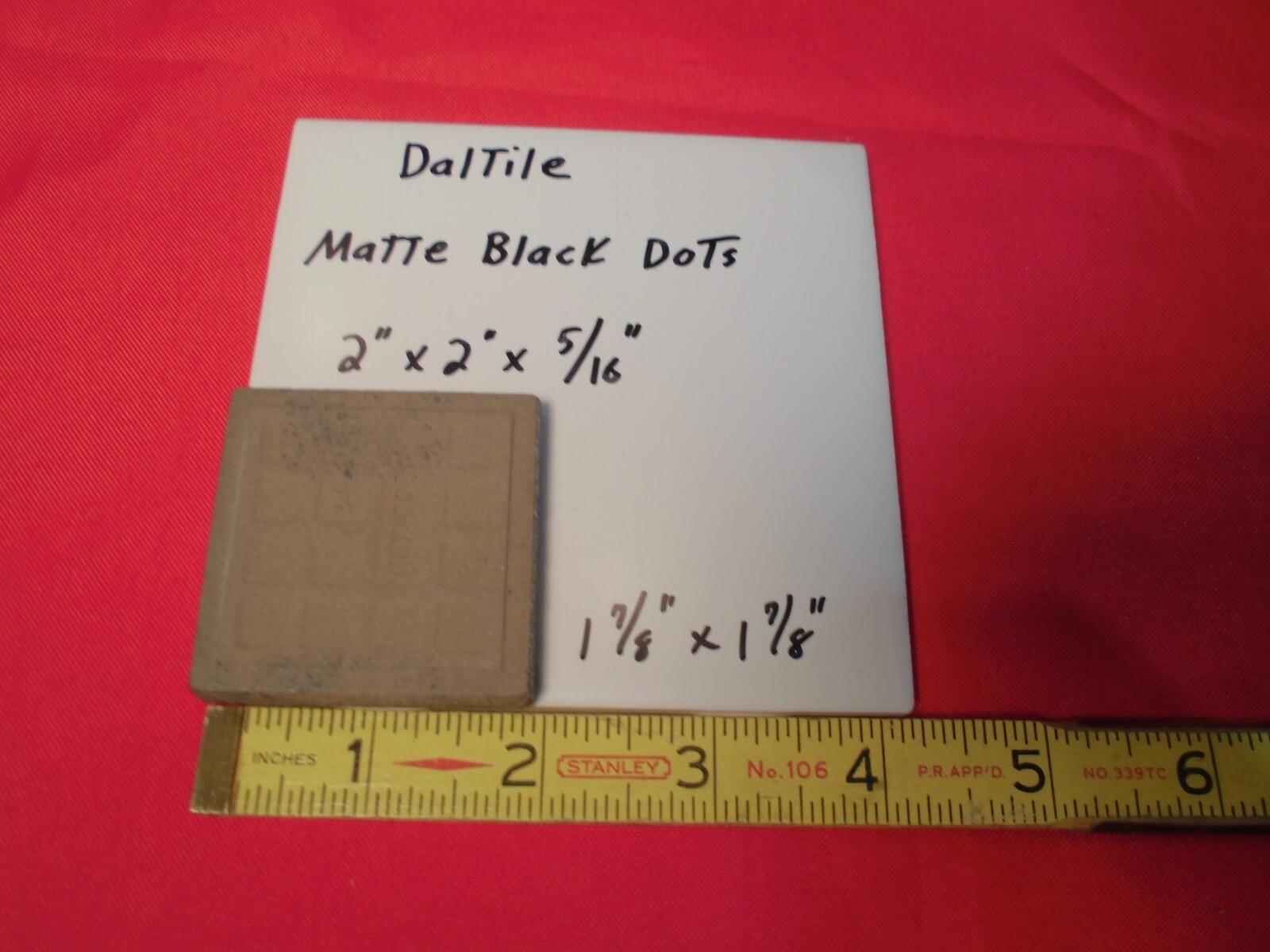1 pc. *Matte Black* 2″ Dot – Insert Ceramic Tile, by Datile Co. 1-7/8″ SQ. NEW