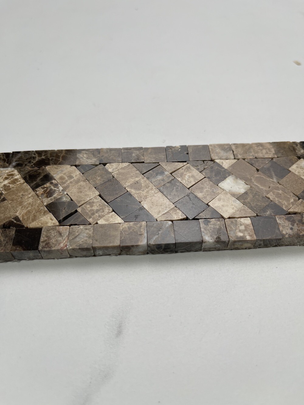 B0089P Marble Mosaic Border Listello Tile Renaissance Emperador 2×7.7 Polish