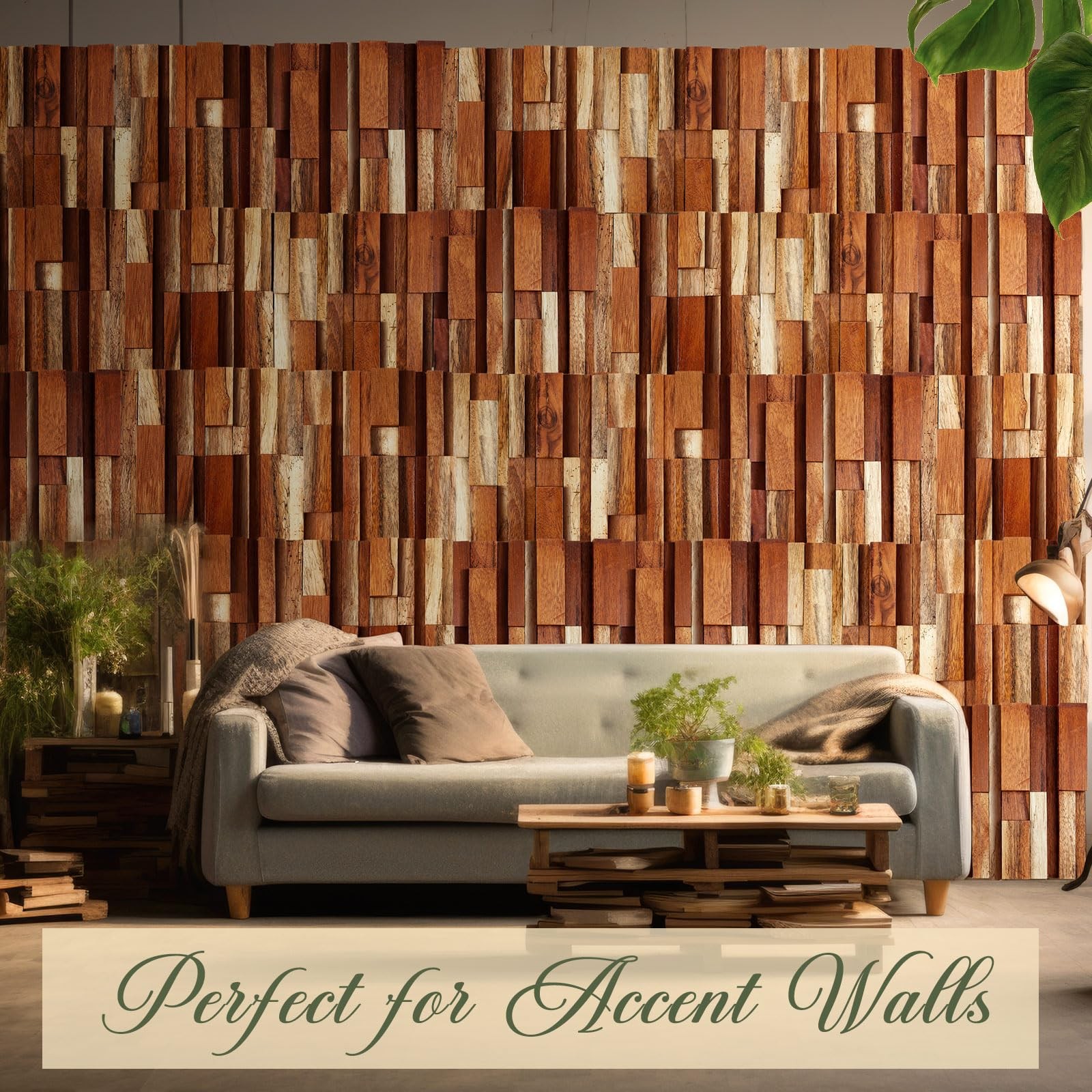1 Pcs Wood Wall Panels, Reclaimed Real Teak Wood 3D Panels for Interior Accen…