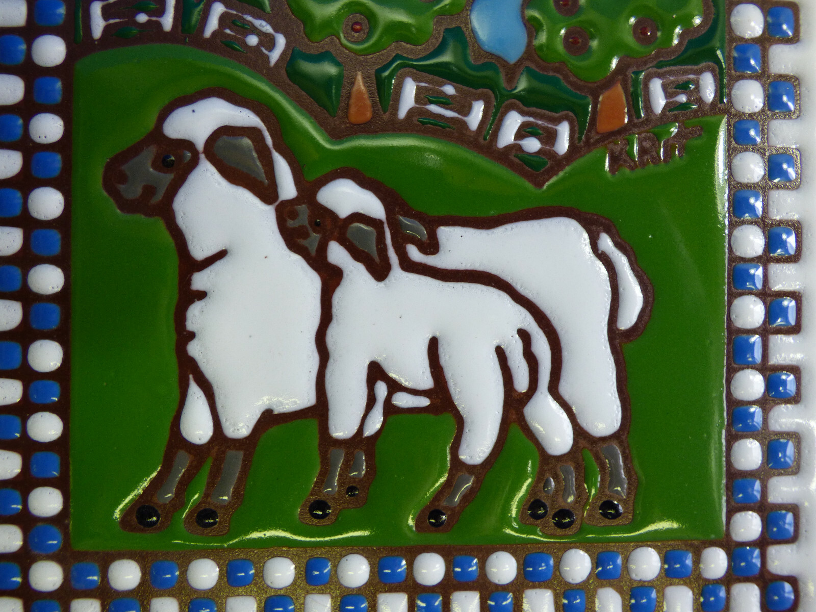 Ceramic Art Tile 6″x6″ Lamb Sheep Country Ranch Cute Kitchen Trivet Wall M35