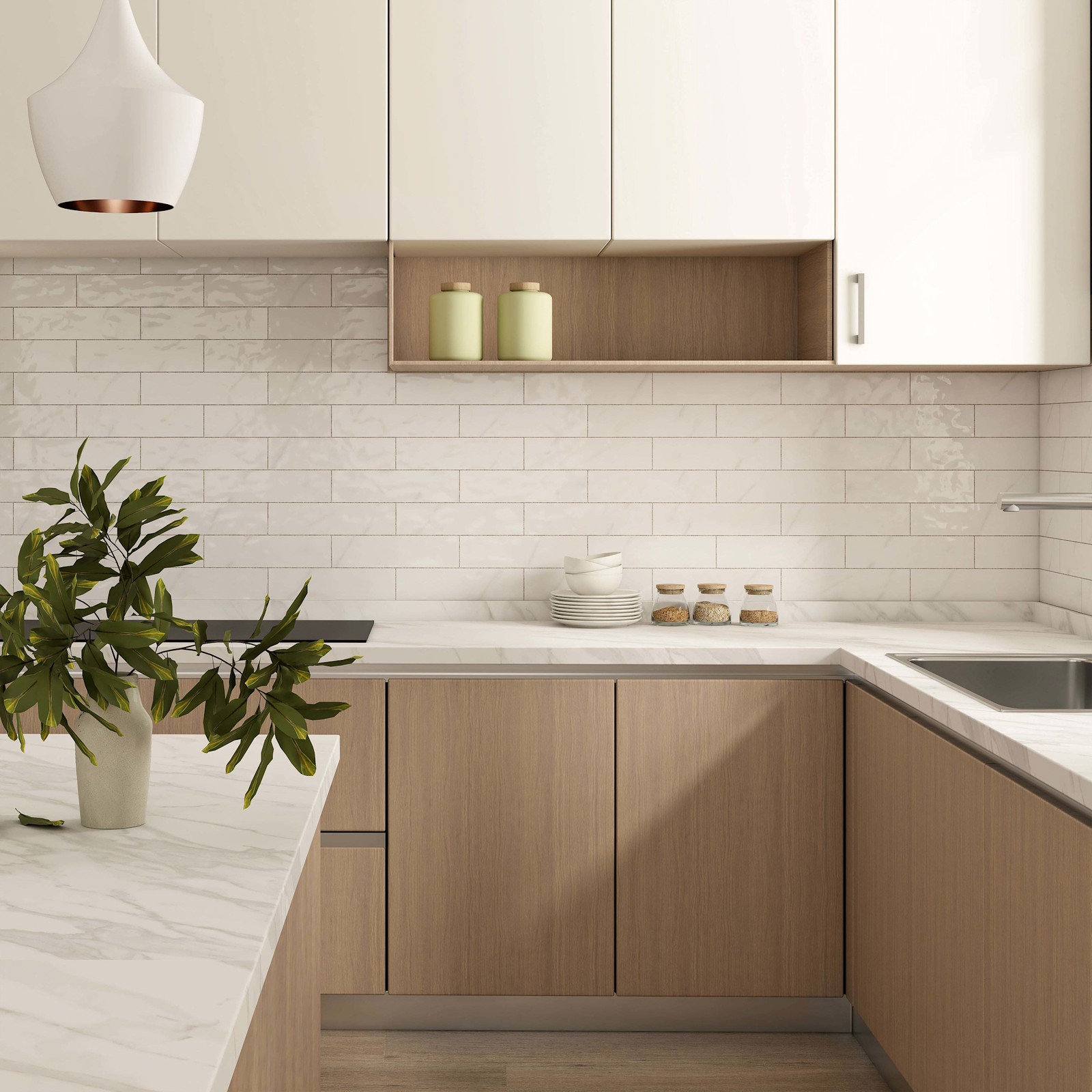 Cruz Bay Studio MKT61118 Classico – 3″ x 12″ Brick Wall Tile – – Blanco Gloss