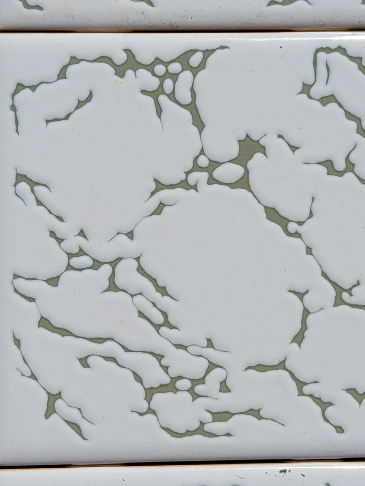 Vtg 10 Wall Tile NTK Japan Avocado Green Veined White Porcelain Ceramic MCM 4.25