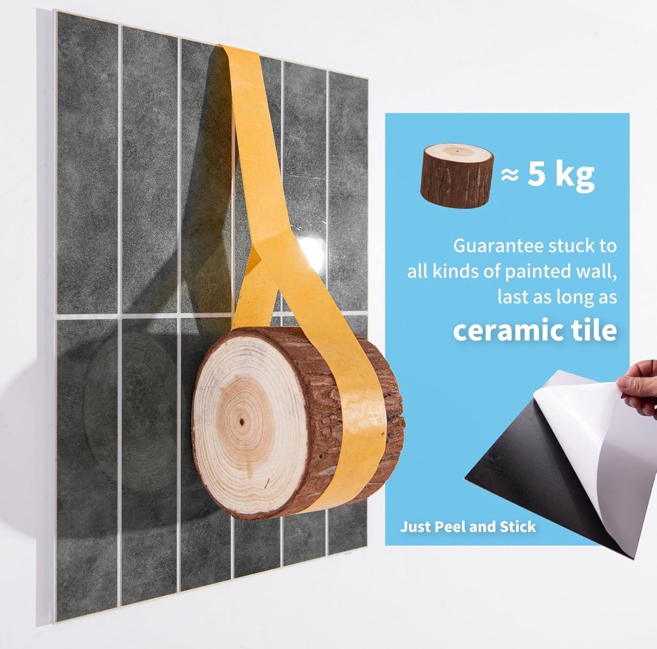 Art3d Peel & Stick Backsplash 10-Sheet Ash Grey Faux Stone Tile 7.2 Sq Ft