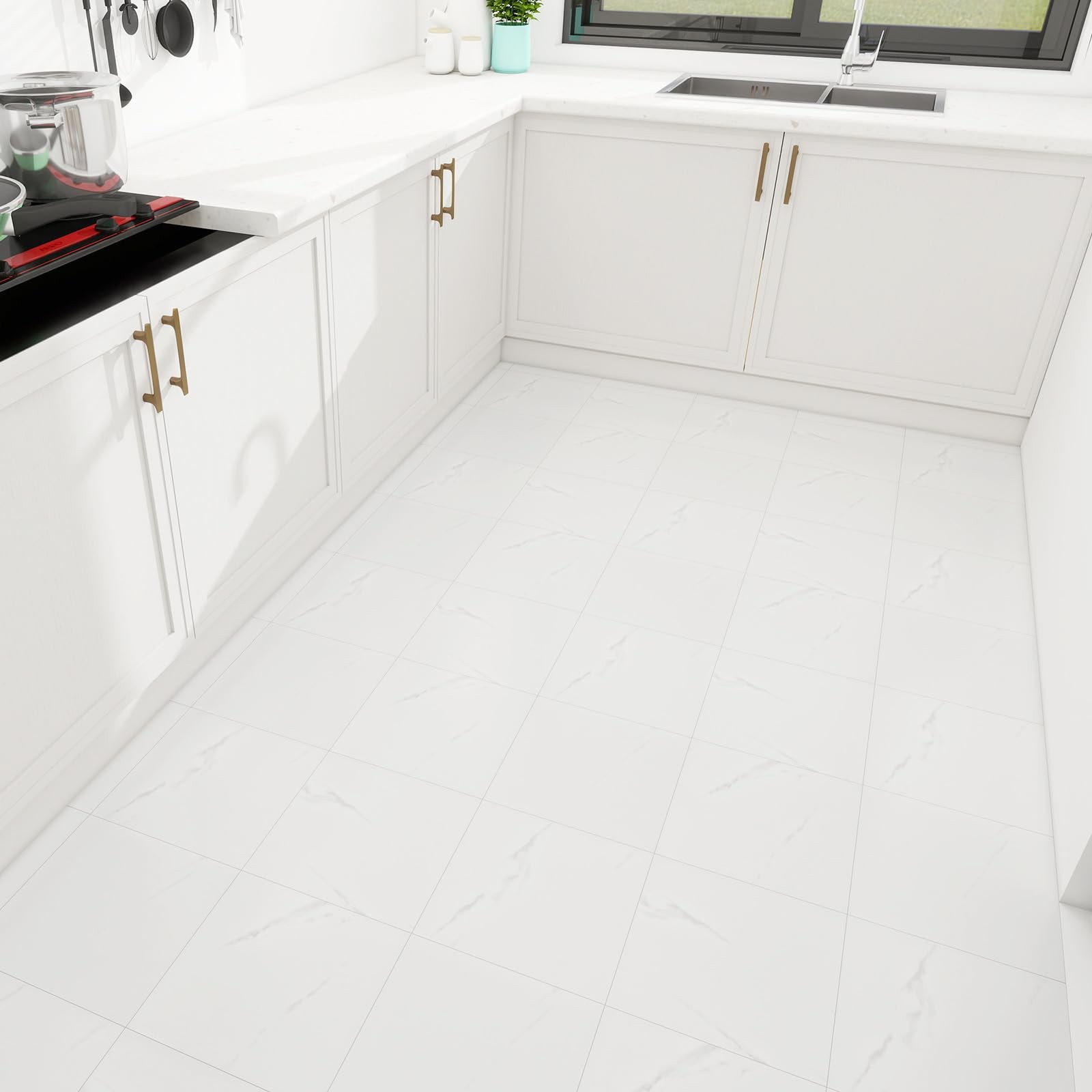 20-Pack 12″x12″ Marble Peel and Stick Floor Tiles Waterproof Self Adhesive Vi…