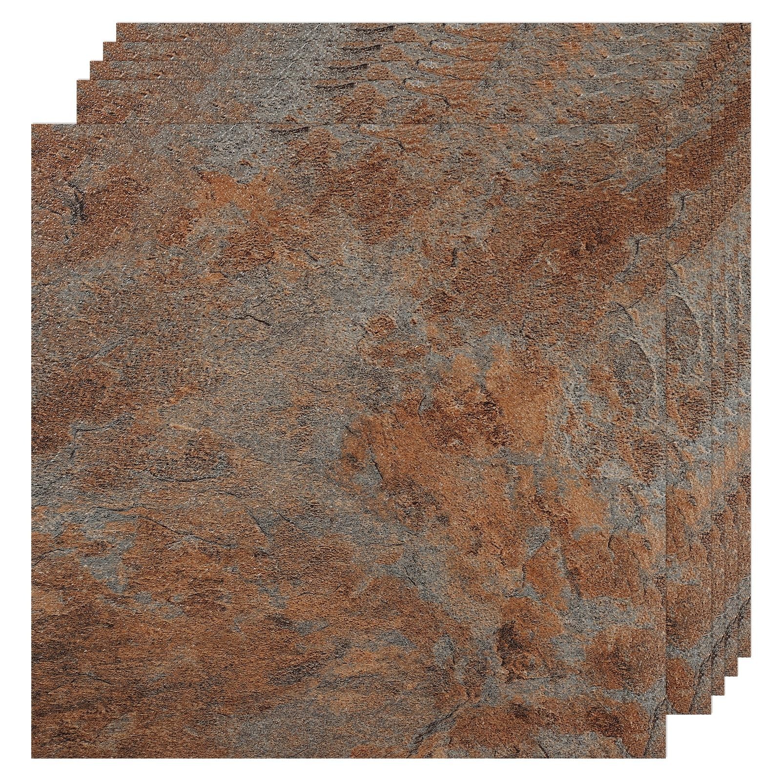 VallisCo 30-Piece 12×12 Floor Tiles, 30 Sq Ft, Waterproof Vinyl, Red Brown
