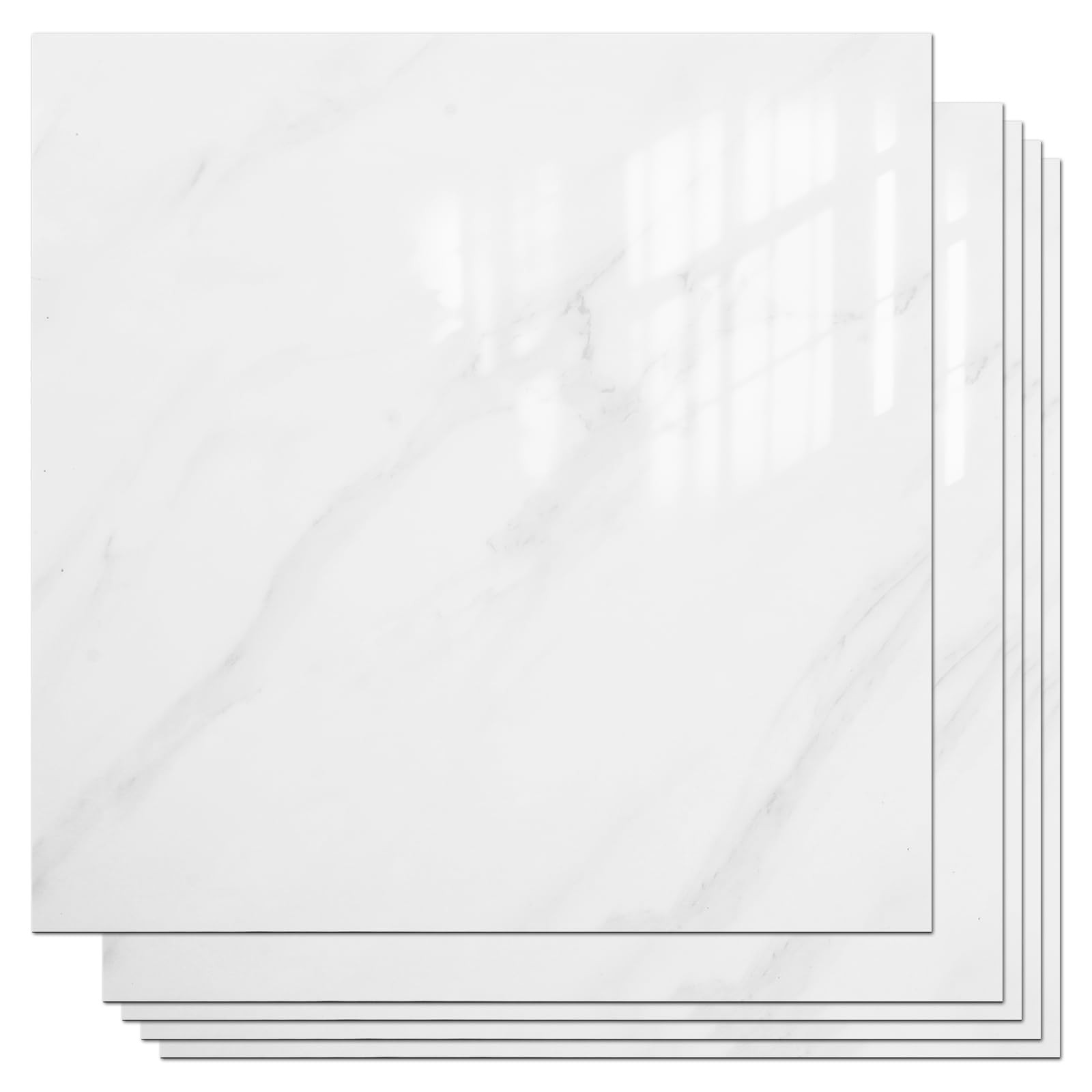 20 Sheets White Peel Stick Backsplash Tiles 12×12 Inch PVC Adhesive Wall Panel