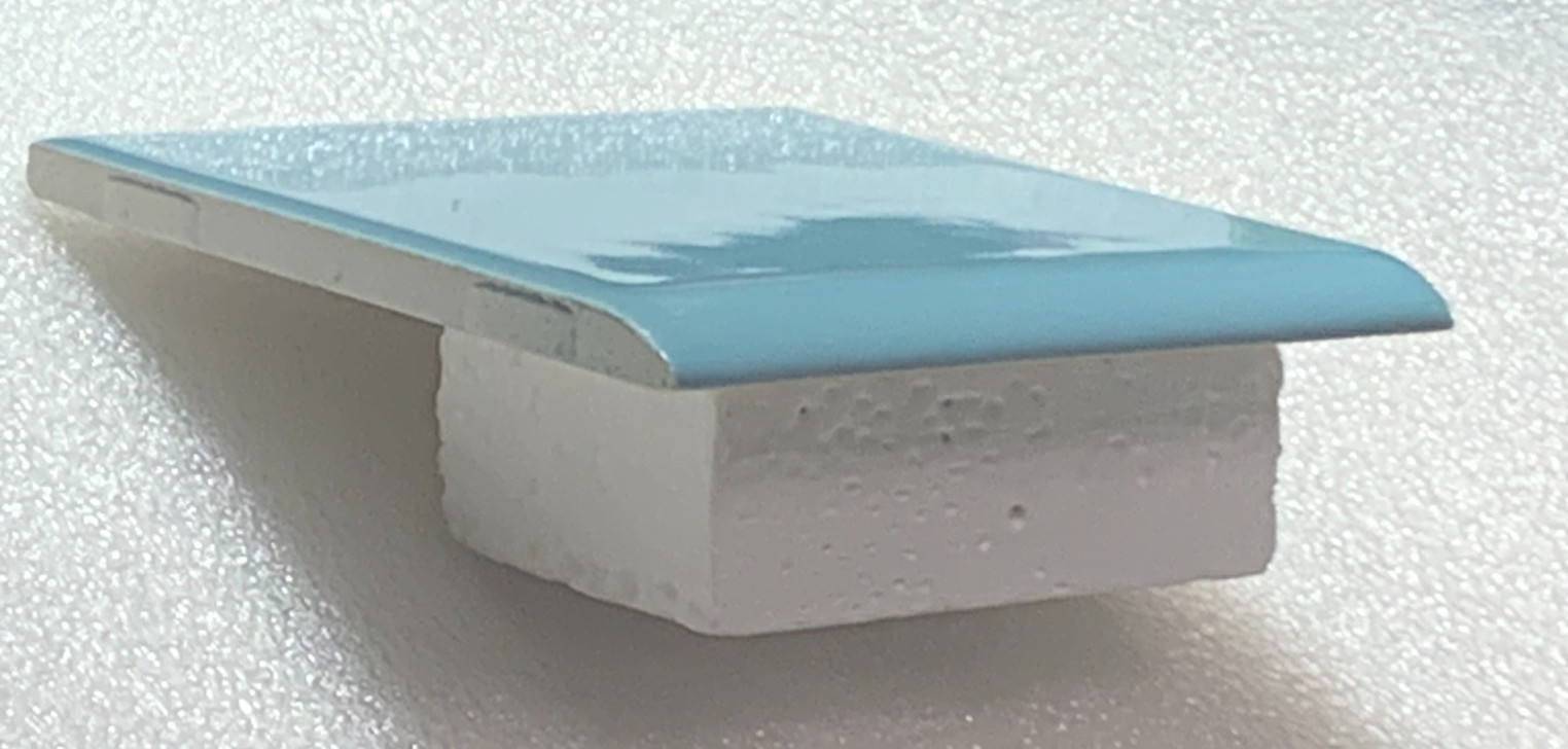 Vintage Wenczel Tile Co Ceramic Regency Blue 4 5/16″ x 4 5/16″ Bullnose Gloss