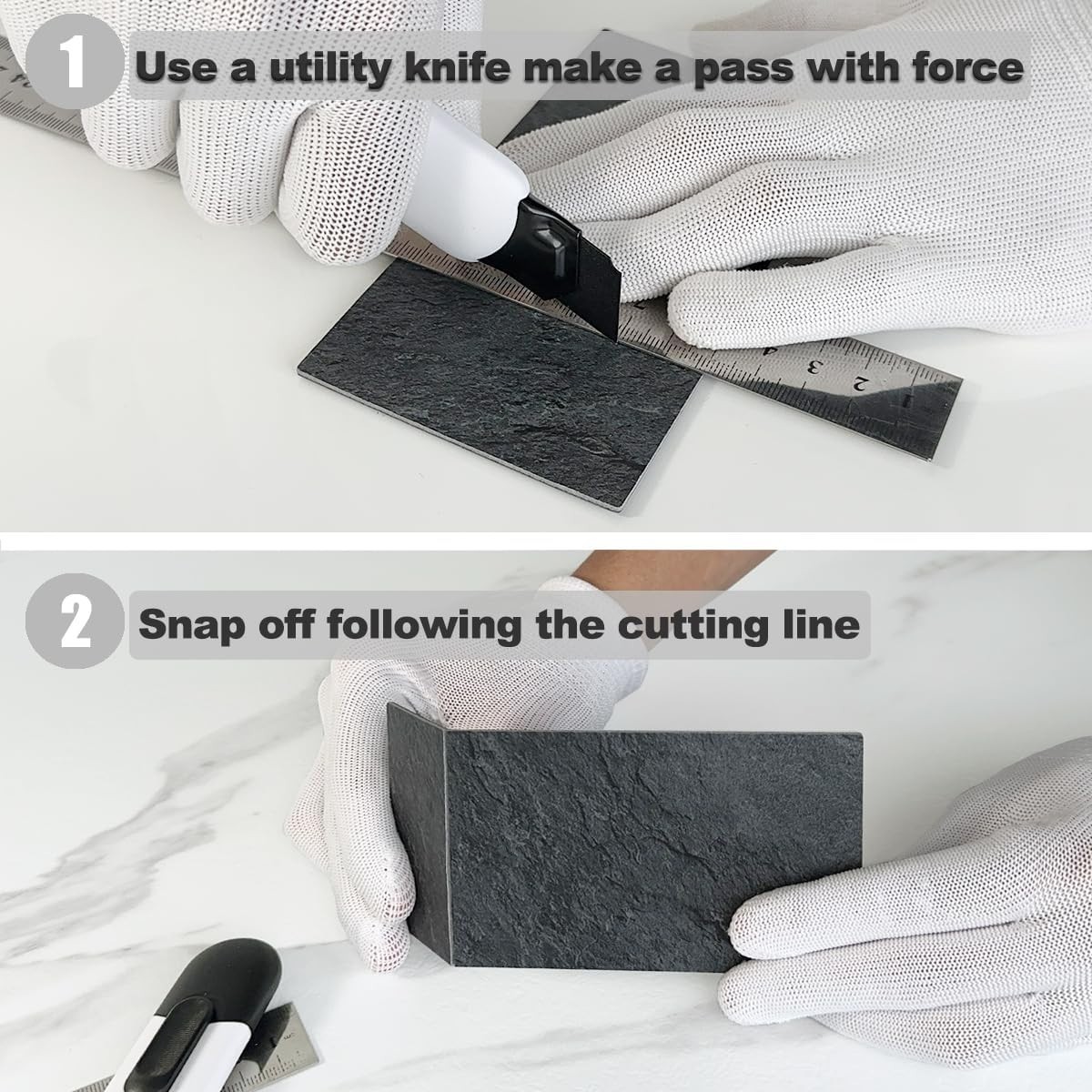 100 Piece Black Slate Peel and Stick Backsplash Wall Tiles, 3″ x 6″ PVC Faux …