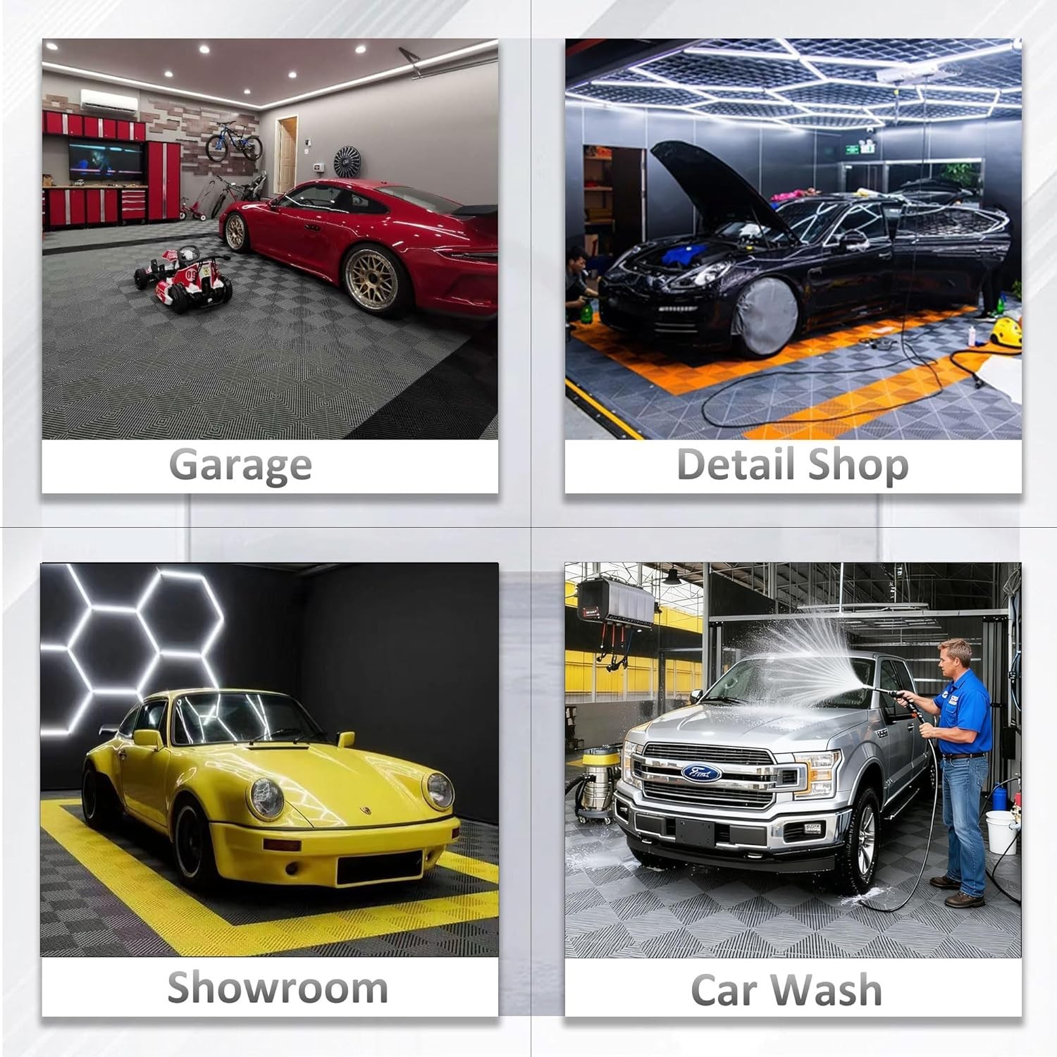 16″x16″ Interlocking Garage Floor Tiles – Easy Install with Drainage & Traction