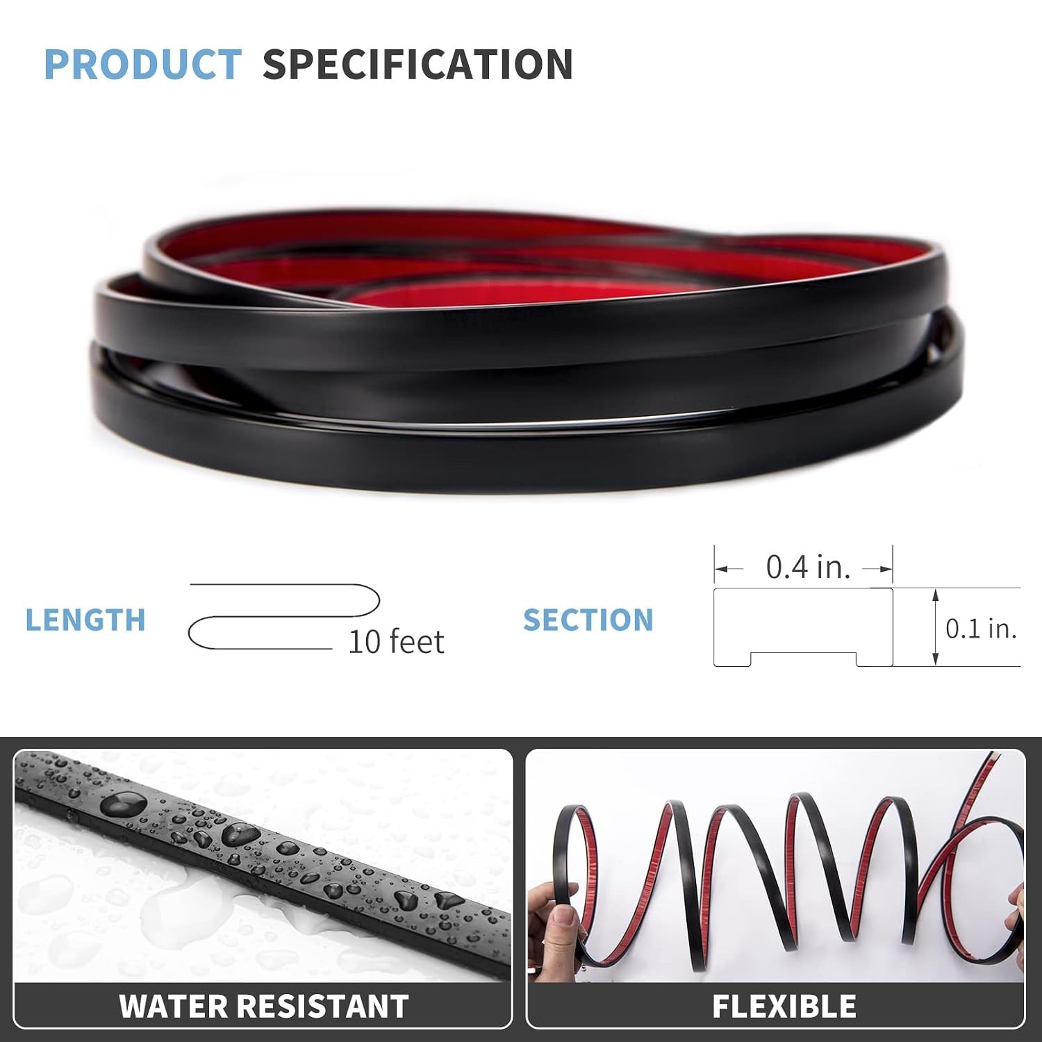 Flexible 10 Ft Peel and Stick Vinyl Molding Trim – Elegant Black Finishing Touch