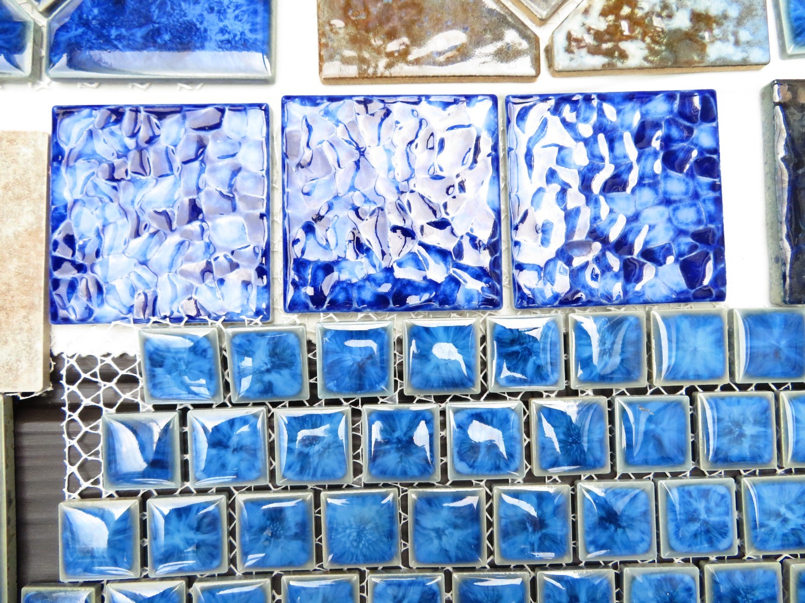 Tiles Weatherproof Assorted Craft Blues Tan Dark Light Textured & Smooth Pool