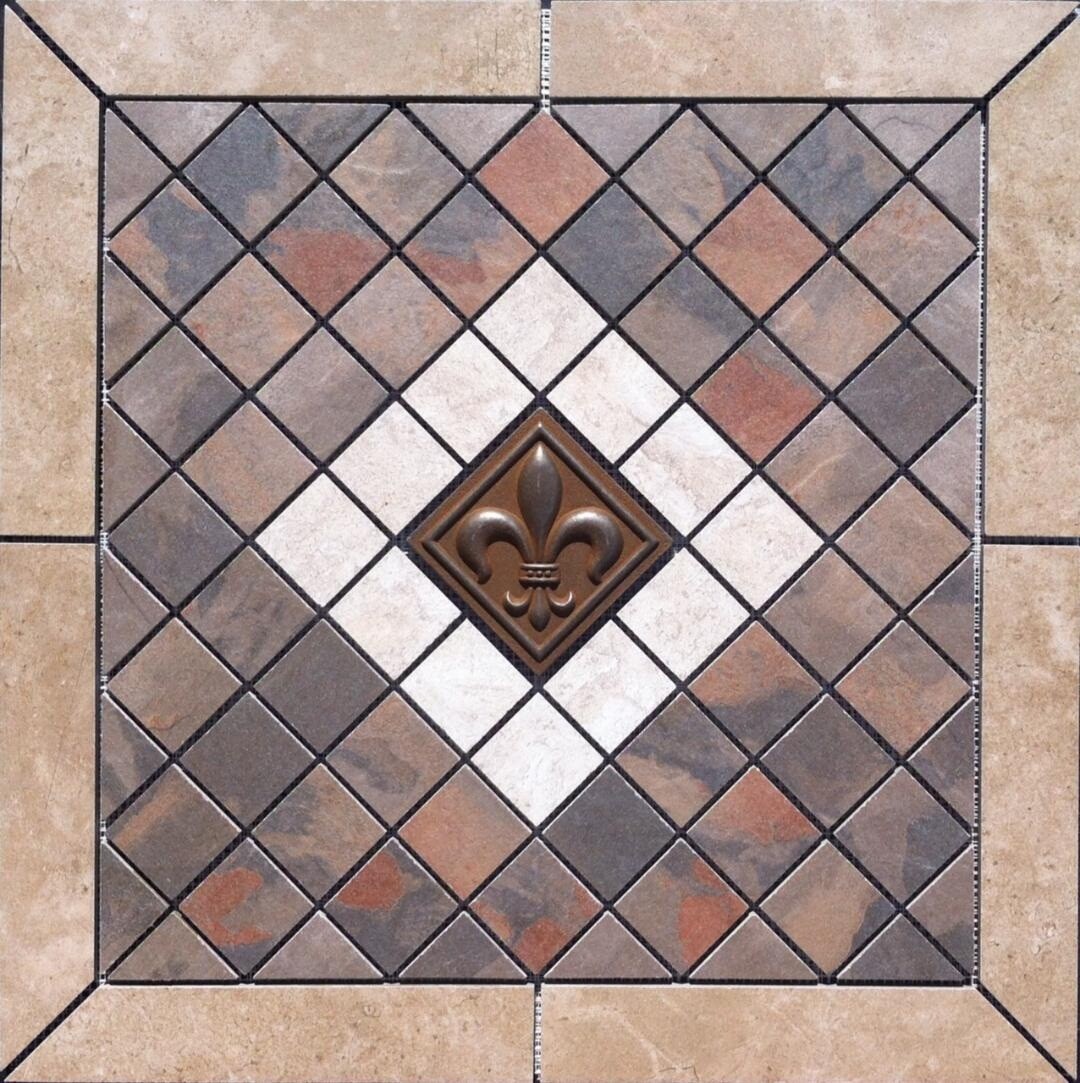 21 1/2″ X 21 1/2″ Tile Medallion Mohawk Vintage Cleft tile & accent piece