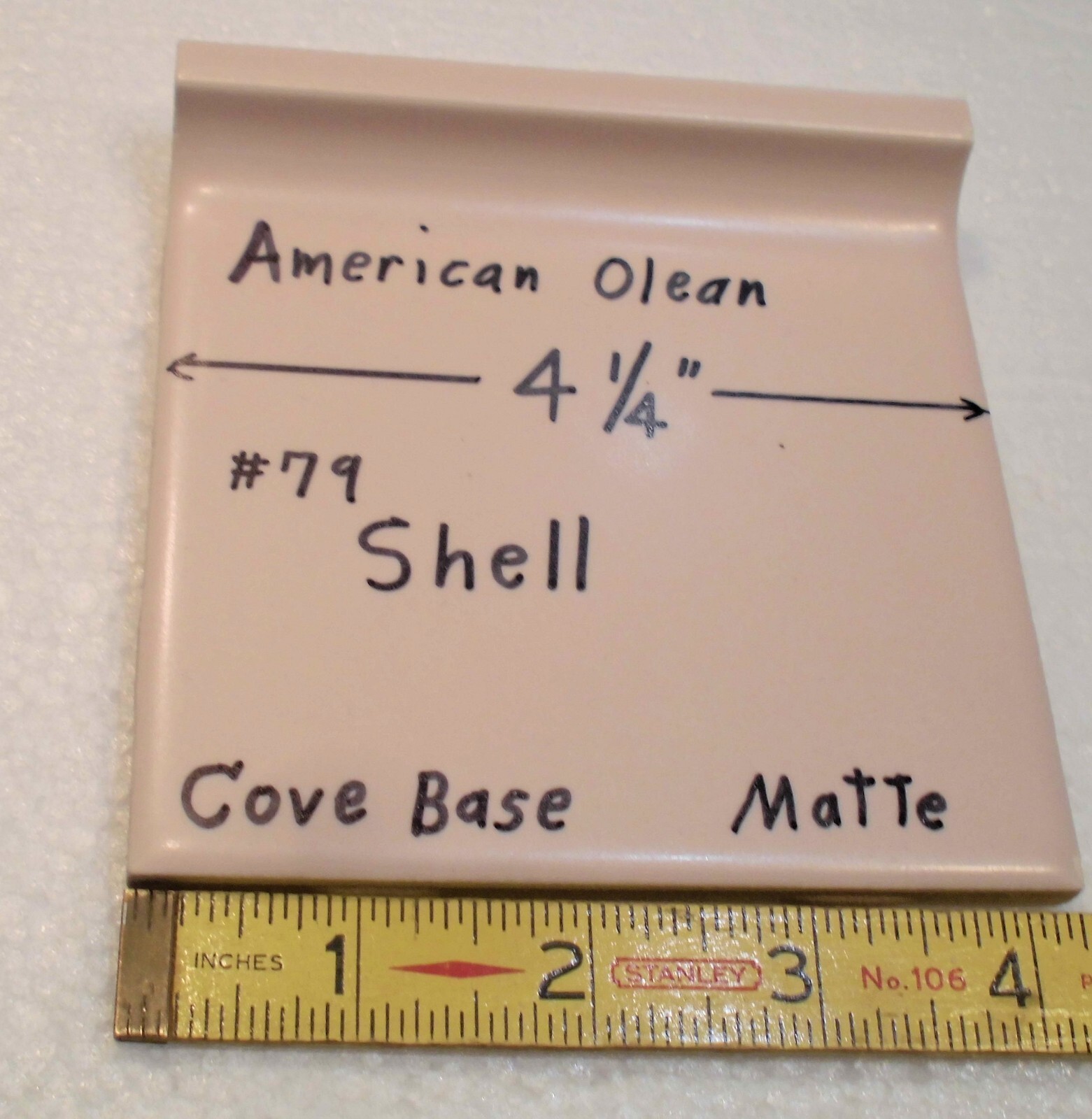 1 pc. Shell #79 Flat Top; base/cove Ceramic Tile; 4-1/4″ American Olean: Pinkest