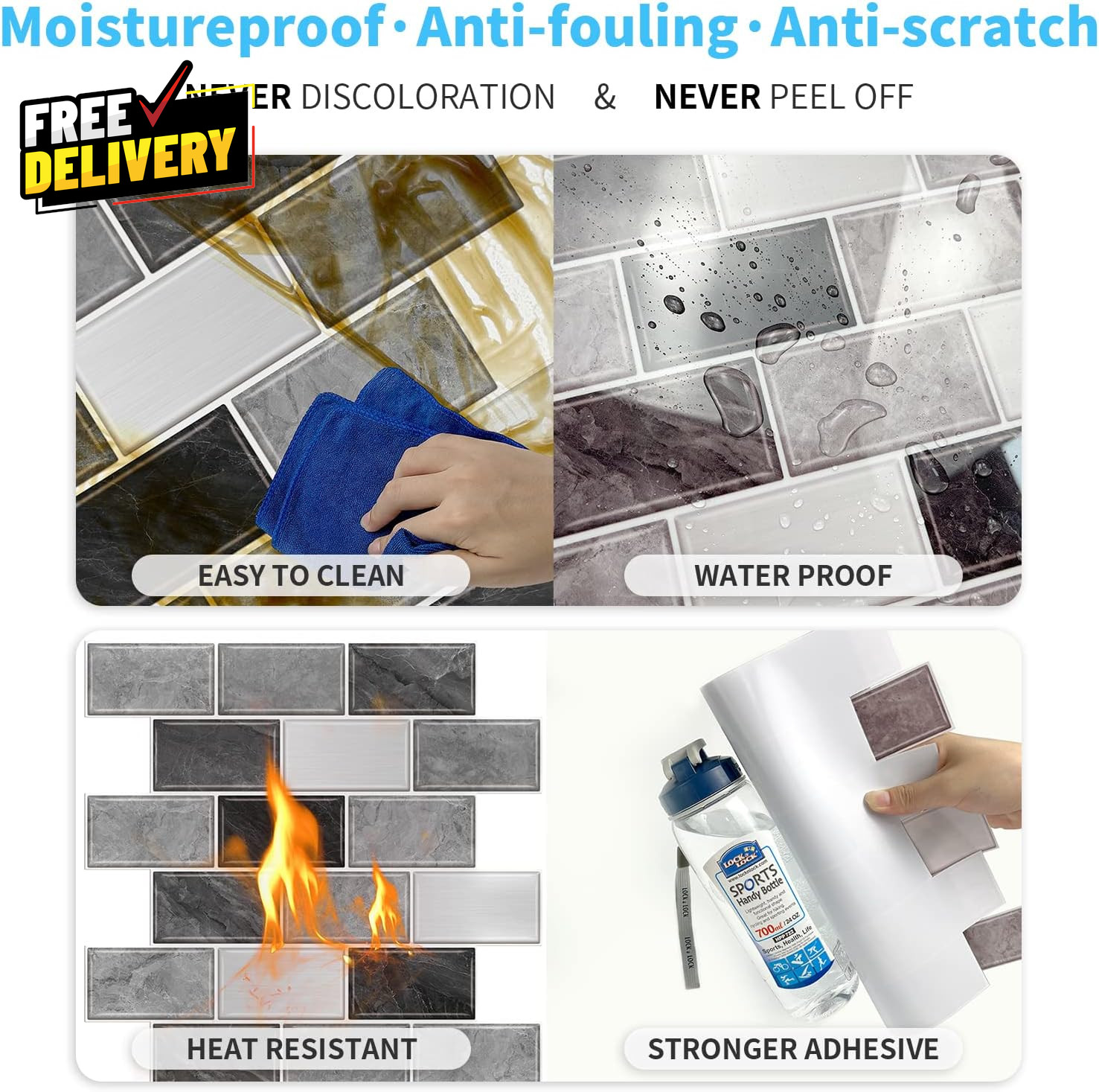 10 Sheet Subway Tile Peel and Stick Backsplash for Kitchen 12X12 Self Adhesive..
