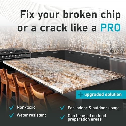 Countertop Repair Kit Clear Chip Fix for Granite Marble Quartz Tile Crack Filler