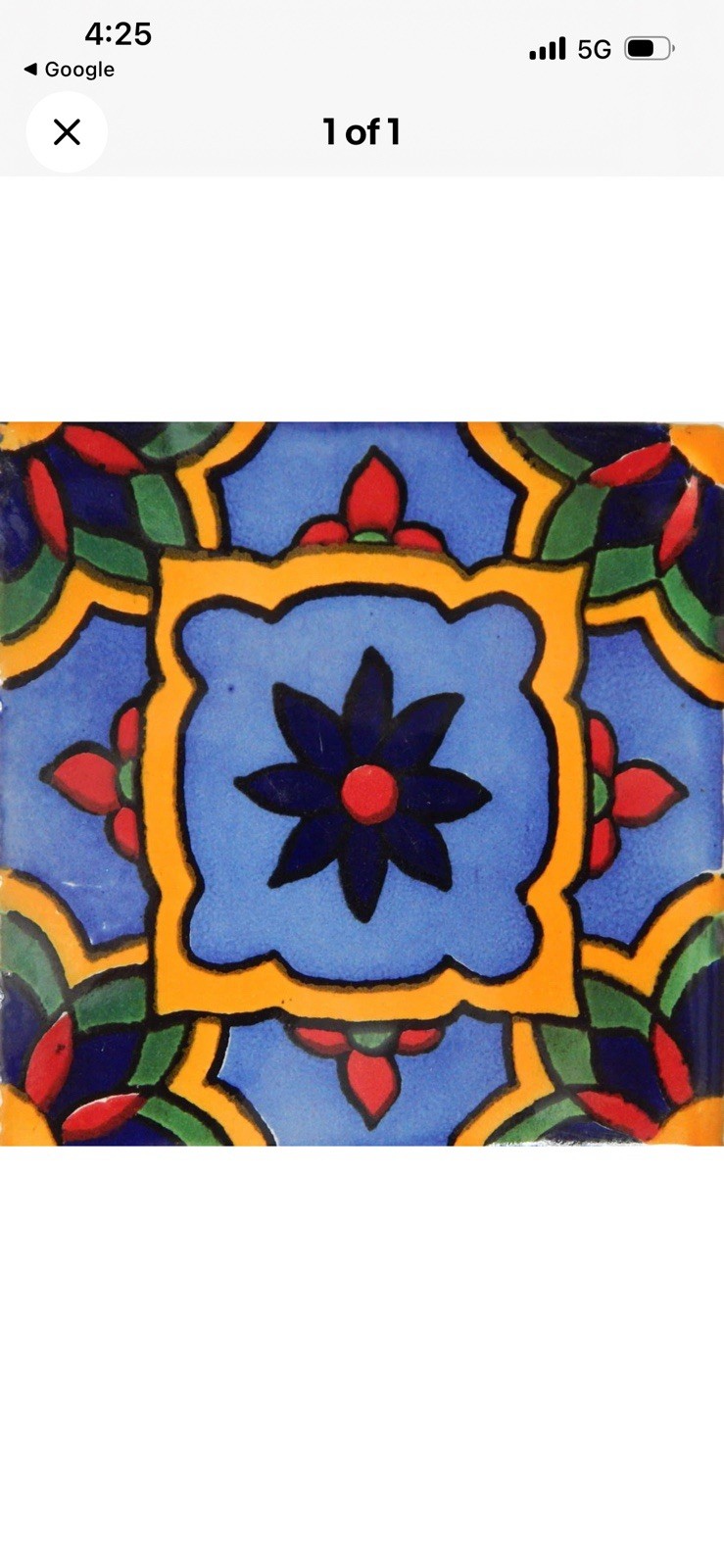 LOT 9 Pcs Mexican Ceramic Terracotta Talavera Handmade Tiles 4” Square. 1 Sf