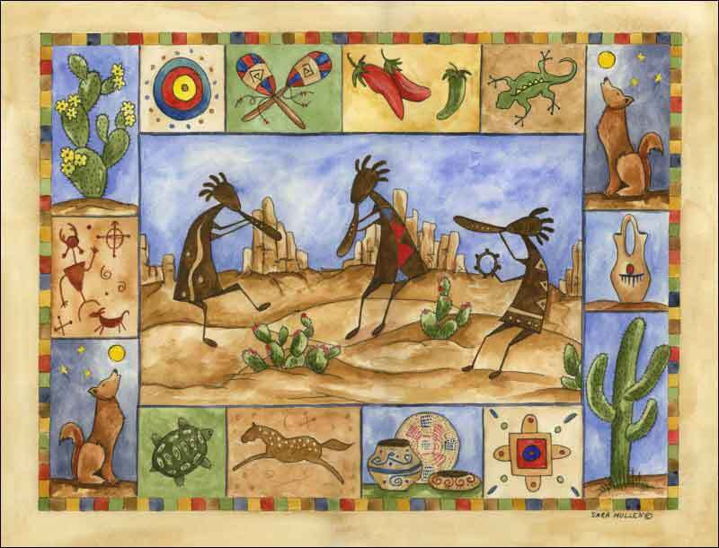 Kokopelli Accent & Decor Tile Sara Mullen Southwest Art SM041AT