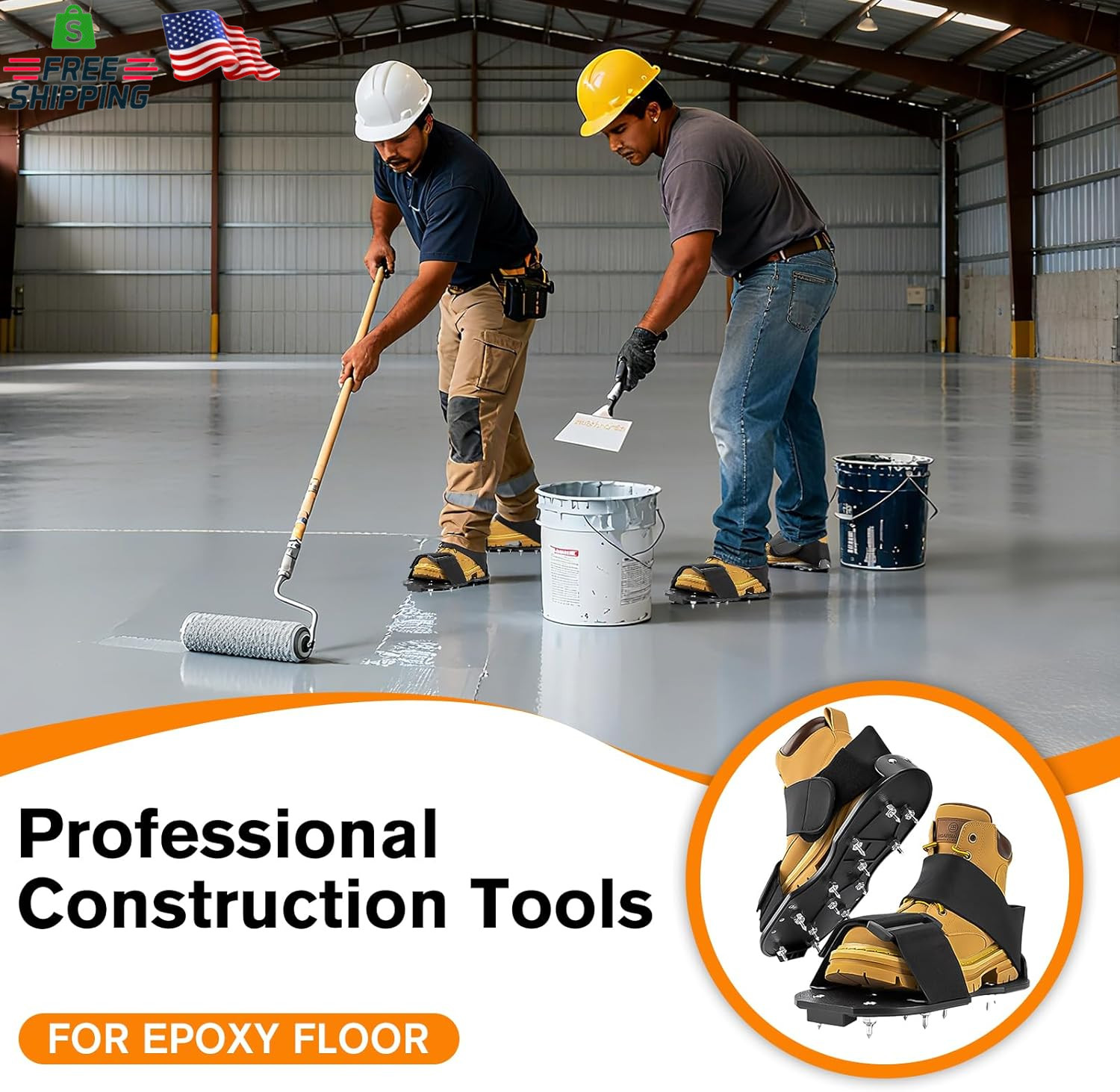 Epoxy Floor Spiked Shoes Fully Assembled Gunite Spiked Shoes with 3/4″ Short Spi