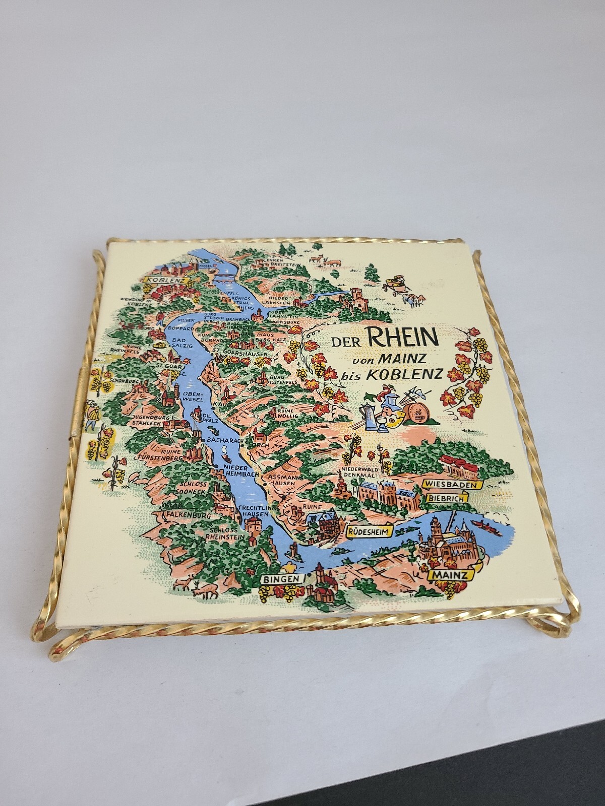 VTG Metal Framed Ceramic Tile “DER RHEIN von MAINZ bis KOBLENZ”