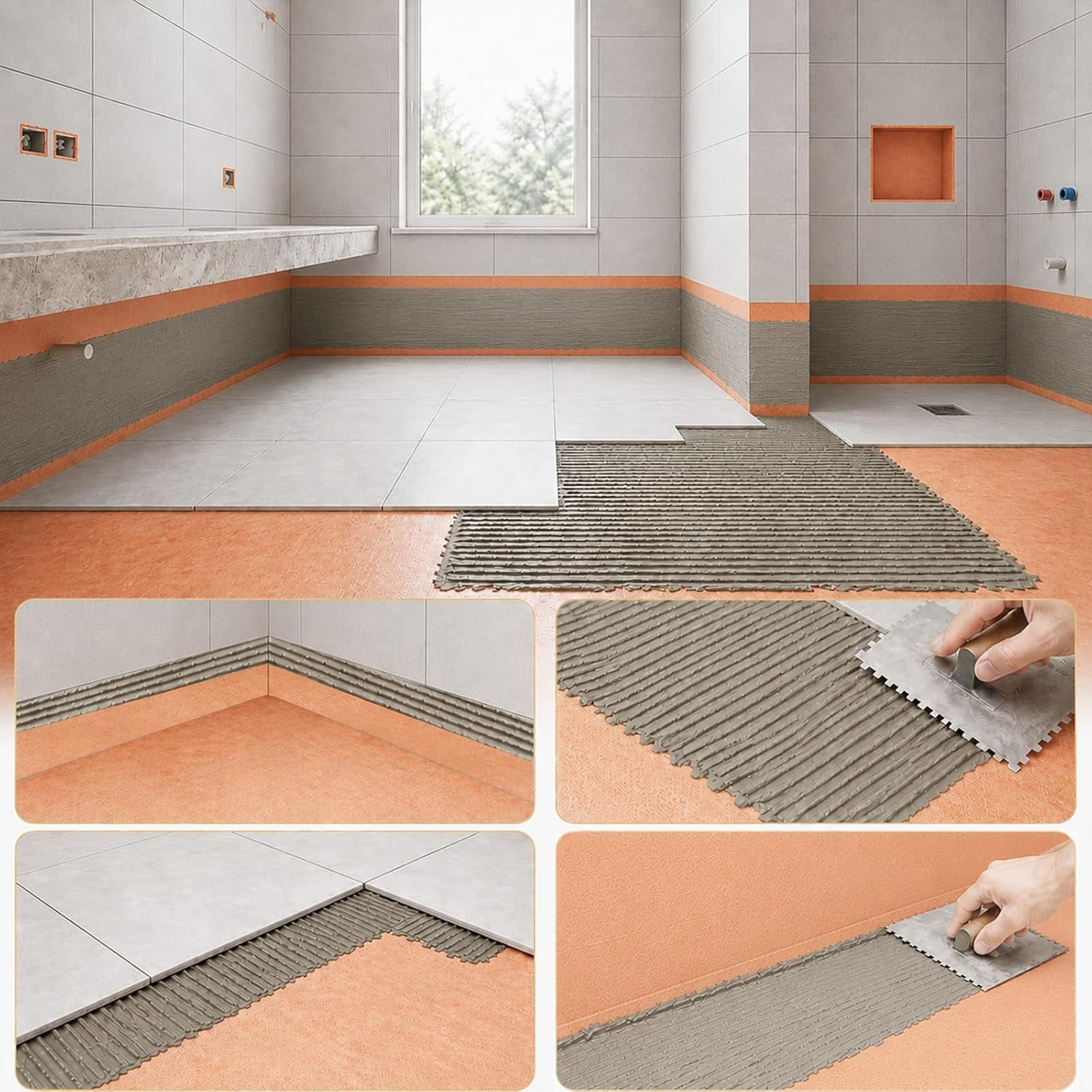 Professional Waterproofing Membrane for Shower, 3.8Ft X 33Ft 23.6 Mils Thick
