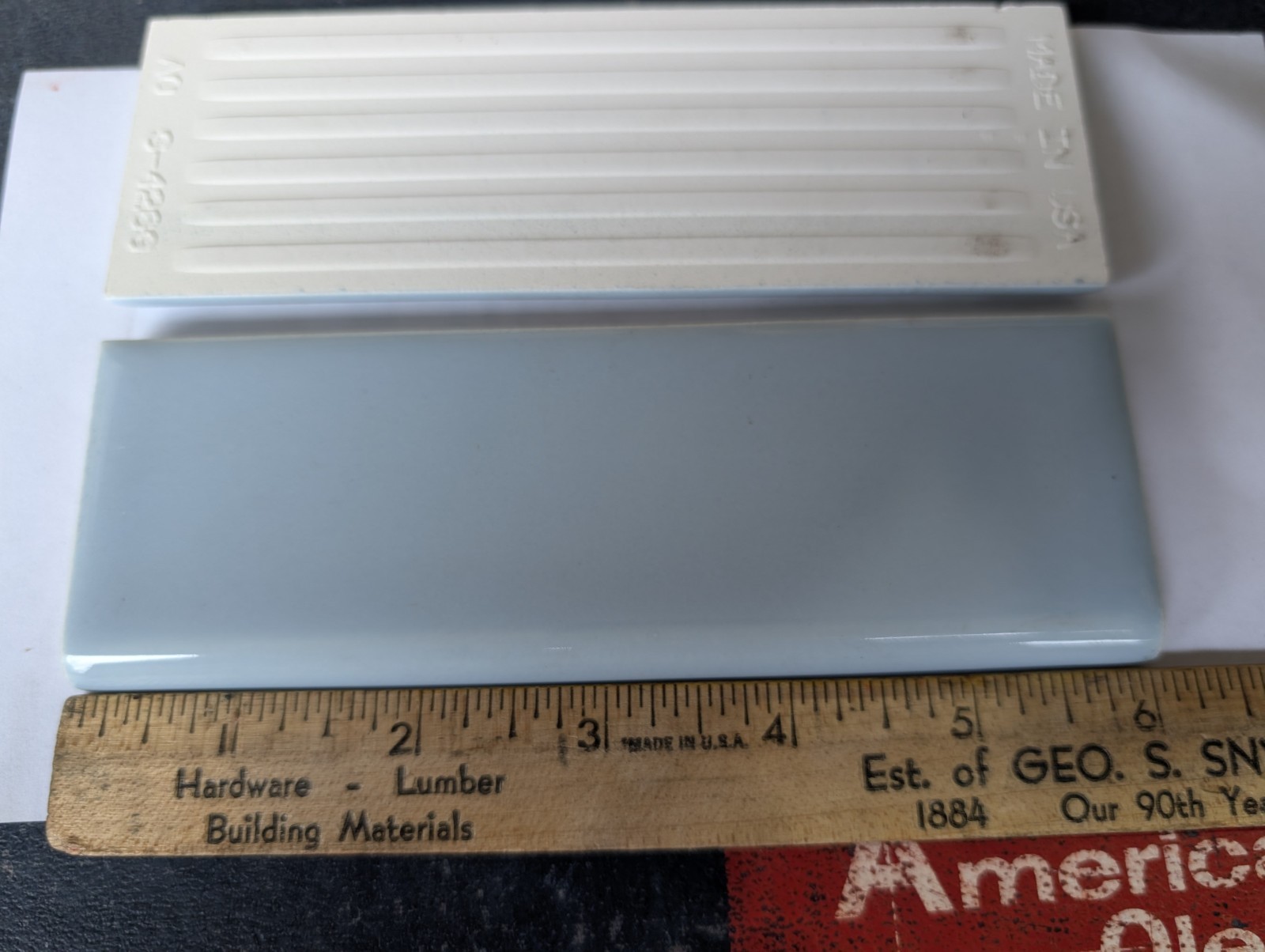 2 pcs of American Olean Ceramic Tile Bullnose 2×6 S4269 Bright Azure Blue #28