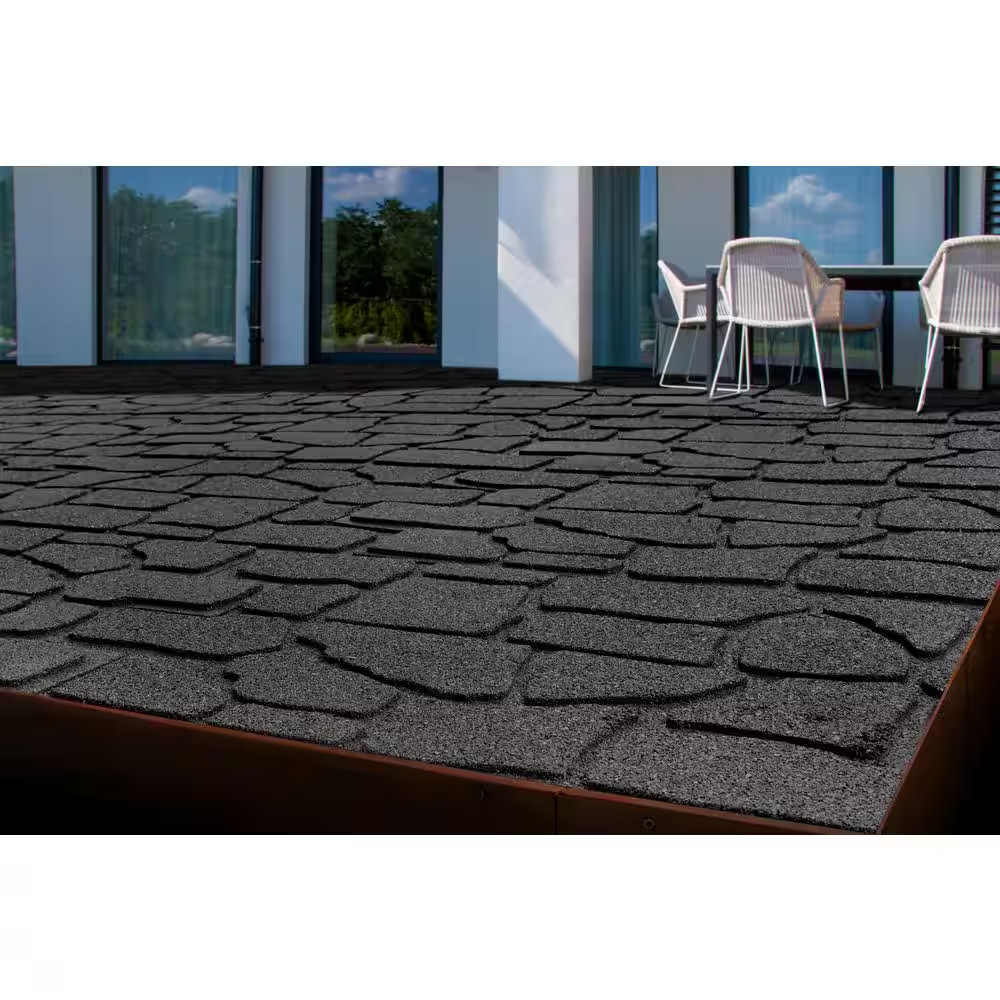 24 In. X 12 In. X 5/8 In. Black Interlocking Dual-Sided Rubber Paver (9-Pack)