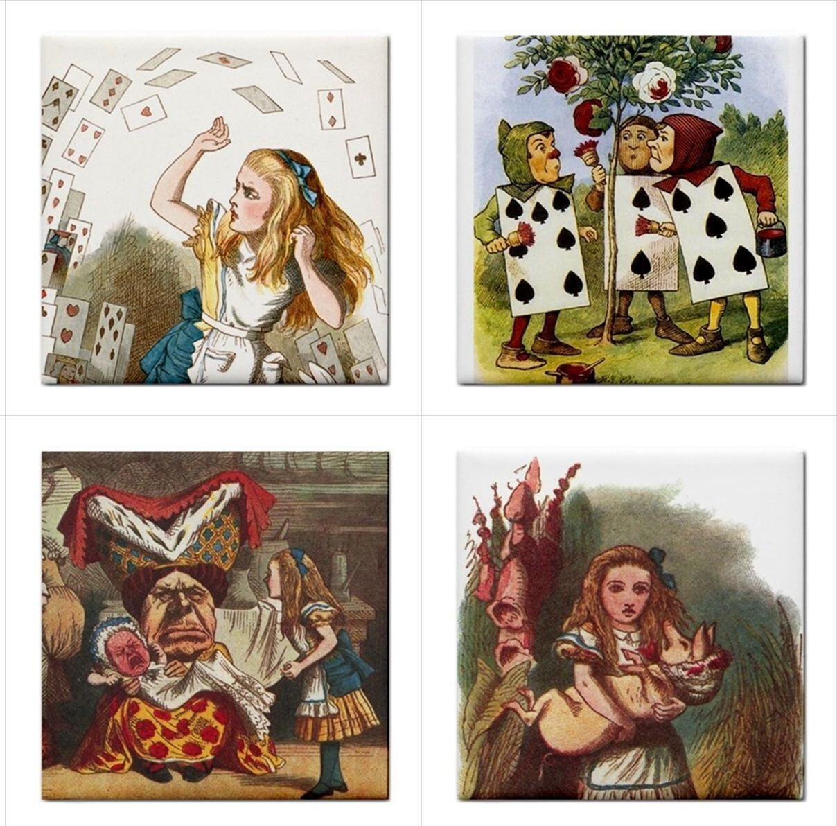 Alice In Wonderland Ceramic Tiles Decorative Coaster Backsplash 16 Tile Set